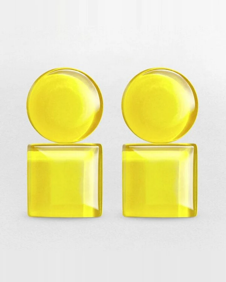 ALEXASCHA Geometrische Clip Ohrringe aus Glas