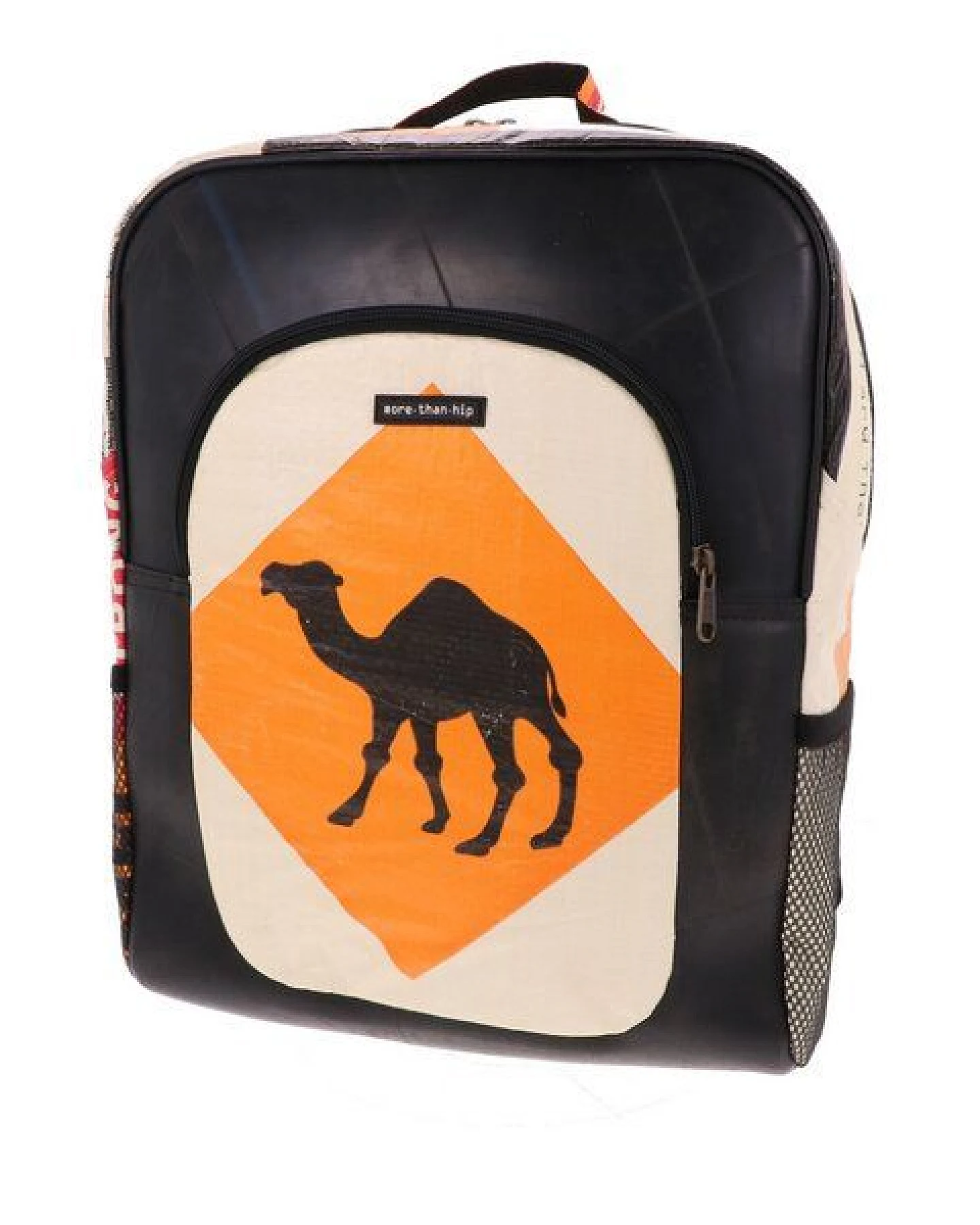 MoreThanHip Laptop-Rucksack 15,6 Zoll aus recycelten Zementsäcken (Elefant oder Kamel) und Autoschläuchen – wasserabweisend, leicht & geräumig mit Laptopfach – nachhaltig & fair produziert – Rokha – Ansicht 2
