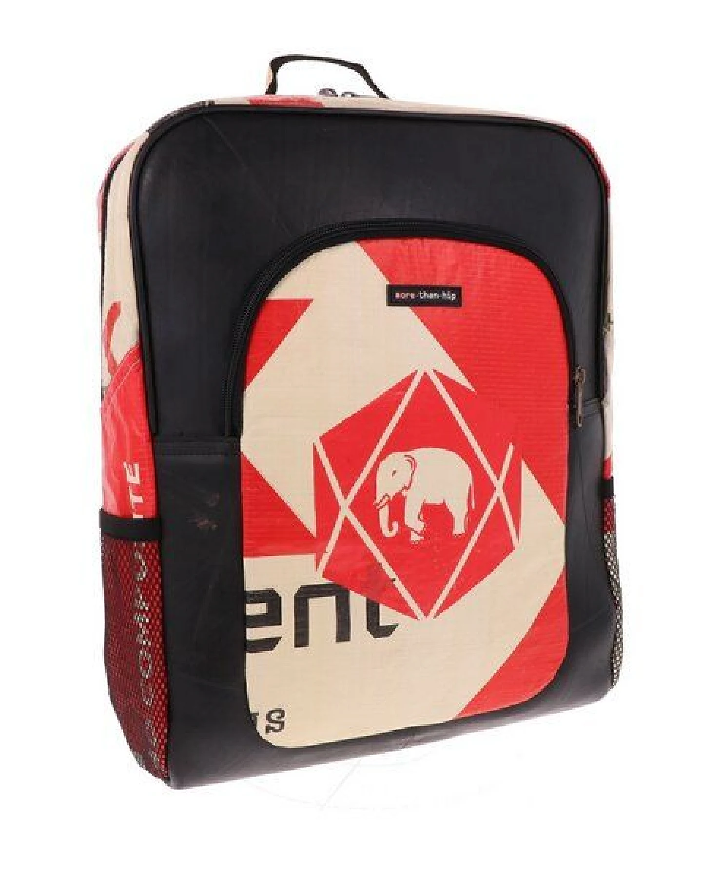 MoreThanHip Laptop-Rucksack 15,6 Zoll aus recycelten Zementsäcken (Elefant oder Kamel) und Autoschläuchen – wasserabweisend, leicht & geräumig mit Laptopfach – nachhaltig & fair produziert – Rokha – Ansicht 2