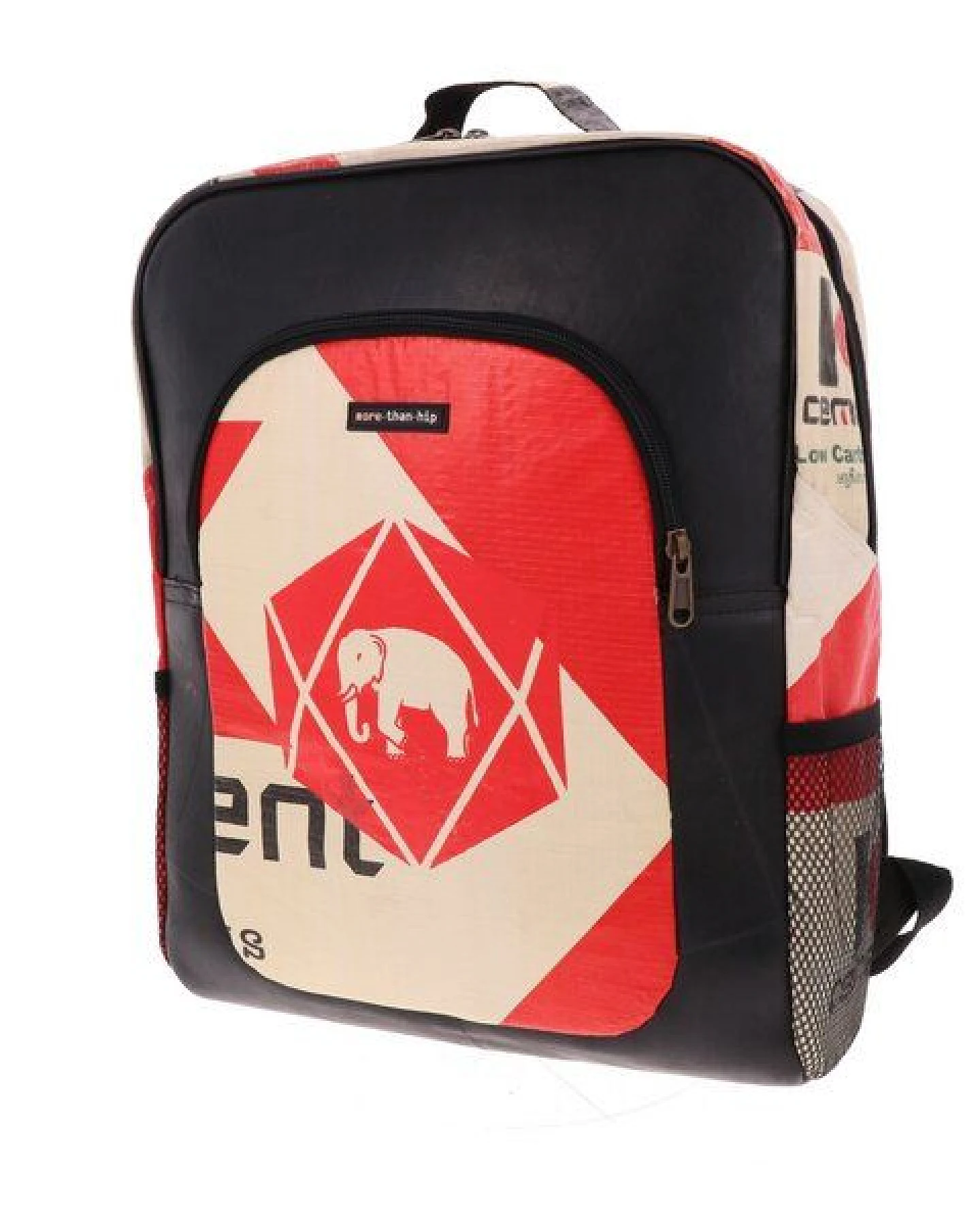 MoreThanHip Laptop-Rucksack 15,6 Zoll aus recycelten Zementsäcken (Elefant oder Kamel) und Autoschläuchen – wasserabweisend, leicht & geräumig mit Laptopfach – nachhaltig & fair produziert – Rokha – Ansicht 3