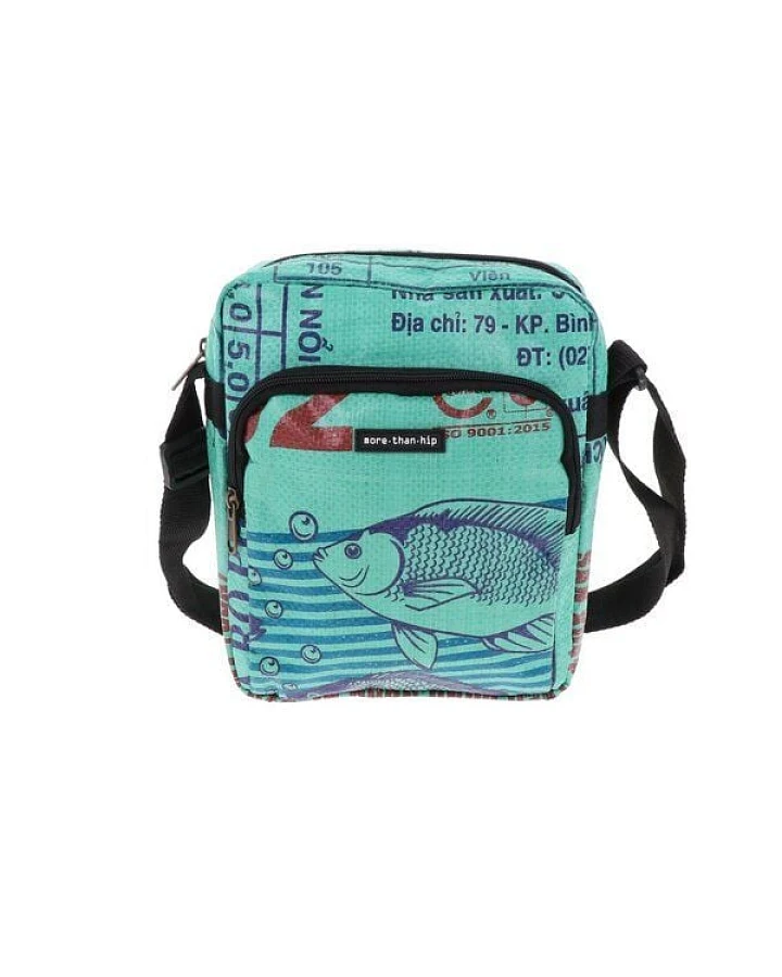MoreThanHip Unisex kleine Crossbody Tasche aus recycelten Fischfütter- und Zementsäcken - Baksey