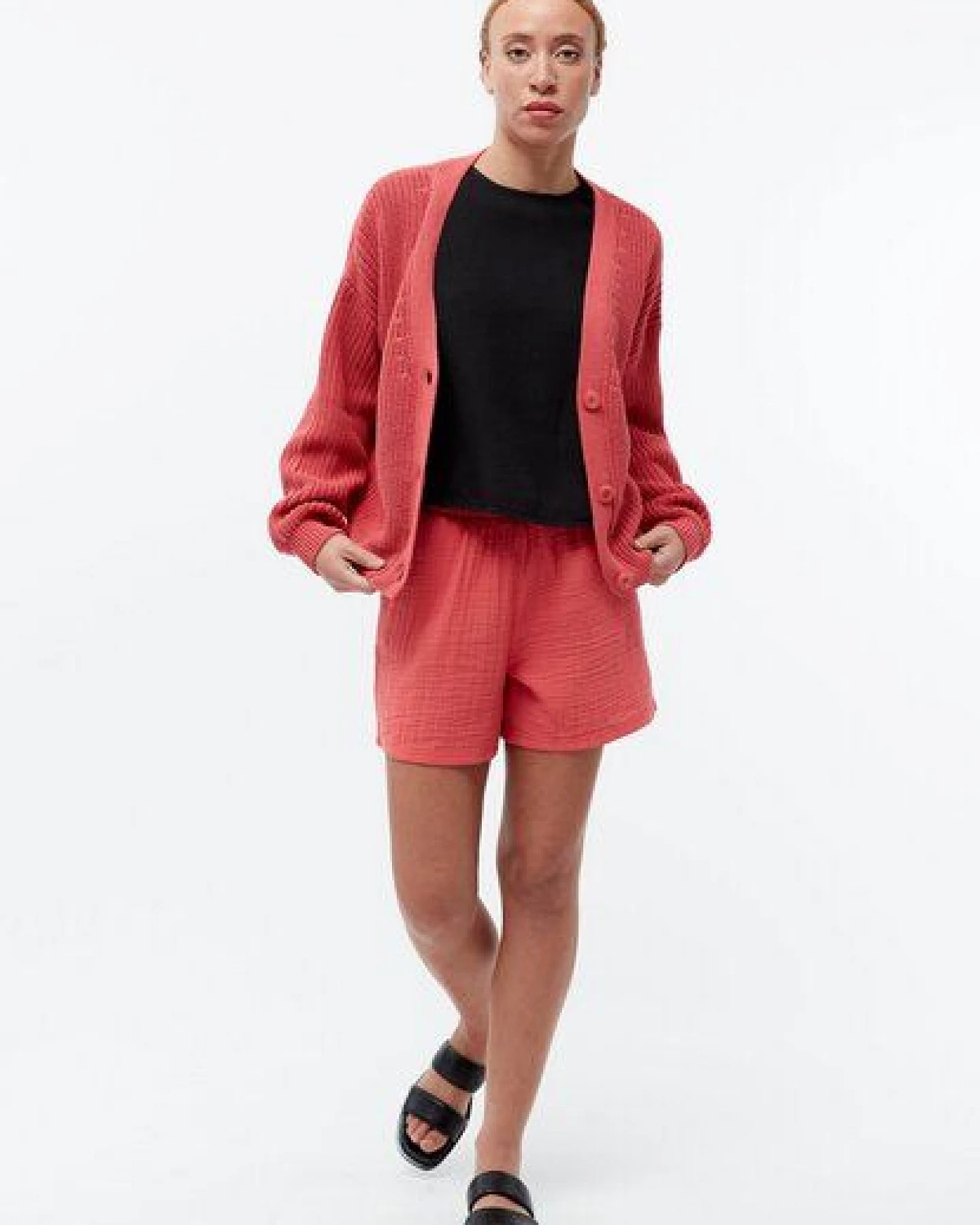 Givn Berlin Strickcardigan GBDESIREE oversize aus Bio-Baumwolle mit Perlmuster-Strick – Ansicht 2