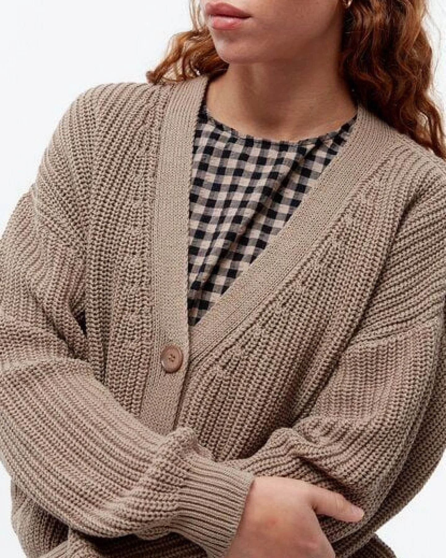 Givn Berlin Strickcardigan GBDESIREE oversize aus Bio-Baumwolle mit Perlmuster-Strick – Ansicht 4