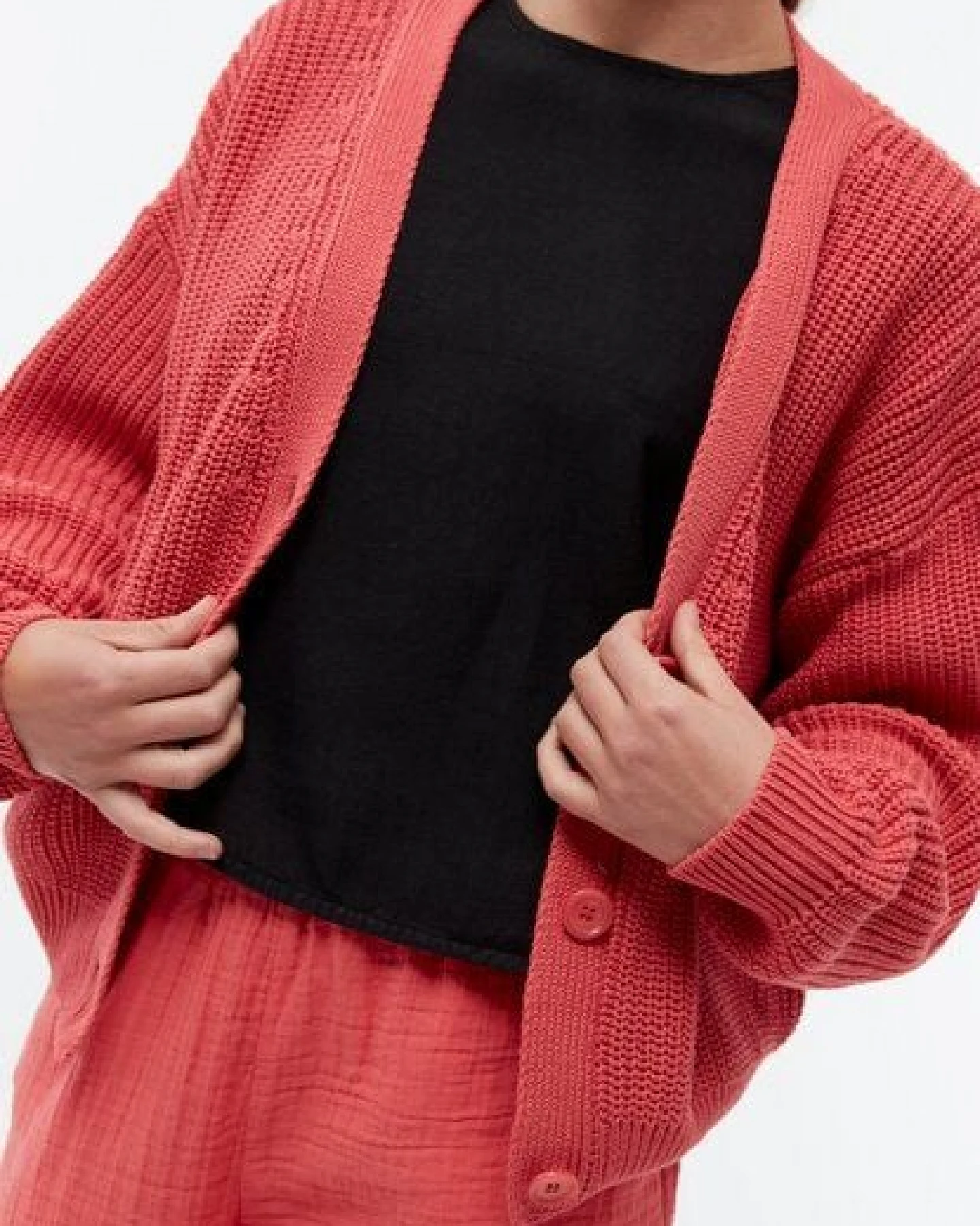 Givn Berlin Strickcardigan GBDESIREE oversize aus Bio-Baumwolle mit Perlmuster-Strick – Ansicht 4