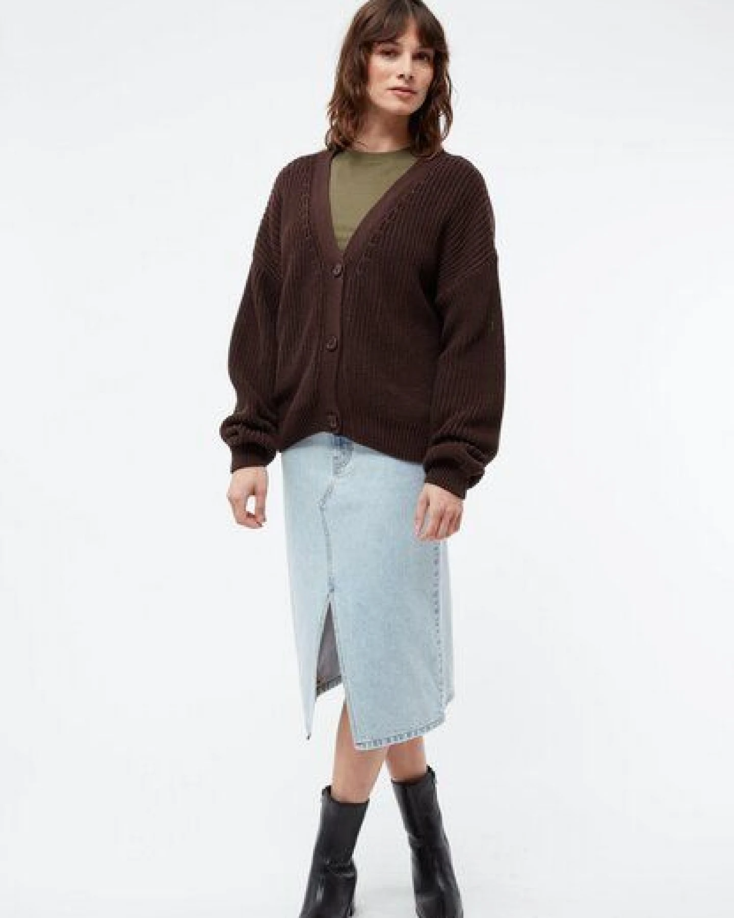 Givn Berlin Strickcardigan GBDESIREE oversize aus Bio-Baumwolle mit Perlmuster-Strick – Ansicht 2