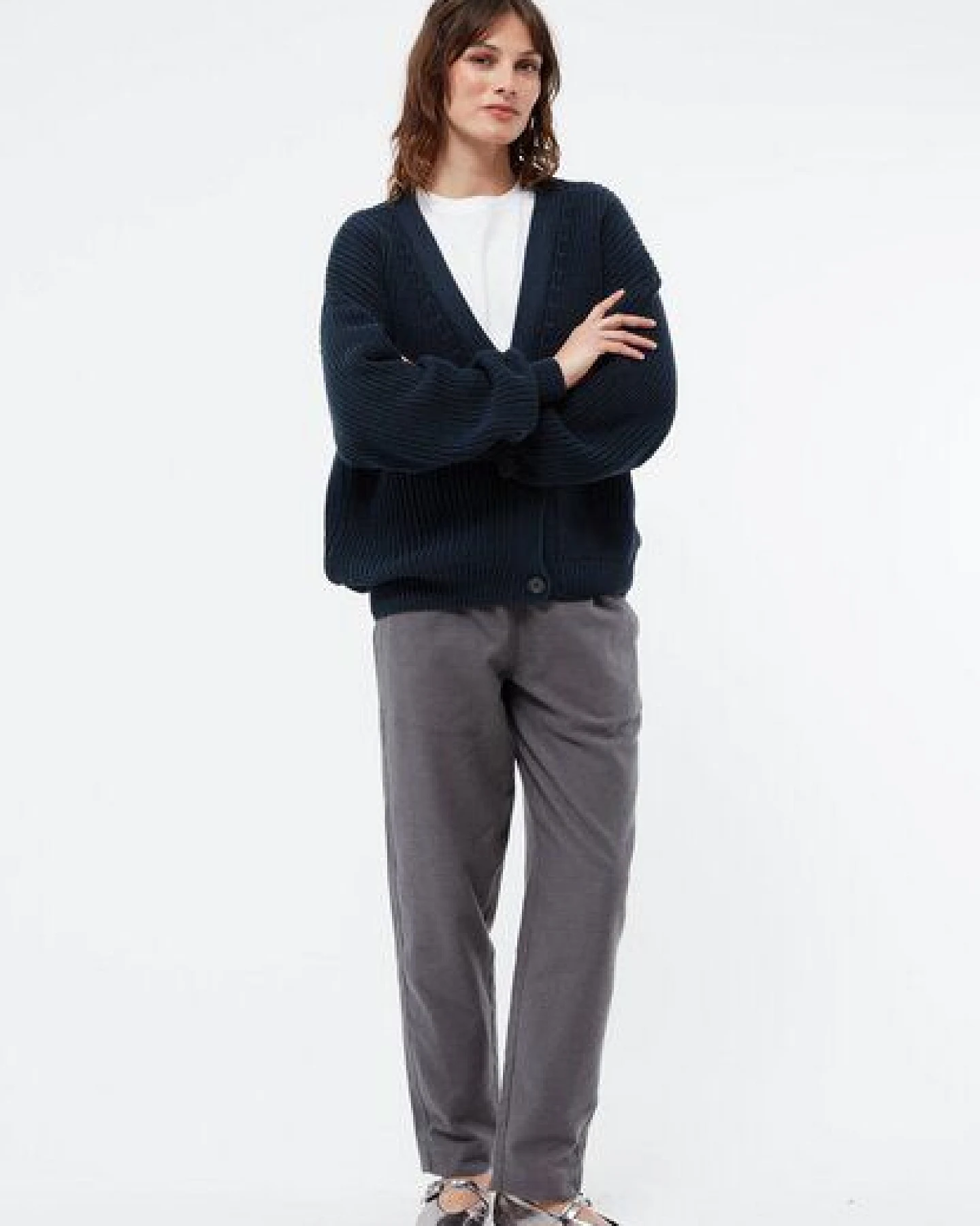 Givn Berlin Strickcardigan GBDESIREE oversize aus Bio-Baumwolle mit Perlmuster-Strick – Ansicht 2