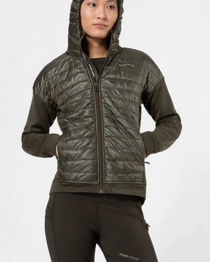 super.natural Sportjacke W WARM UP ALOOF JACKET Merino Jacke mit Primaloft Bio und Softshell