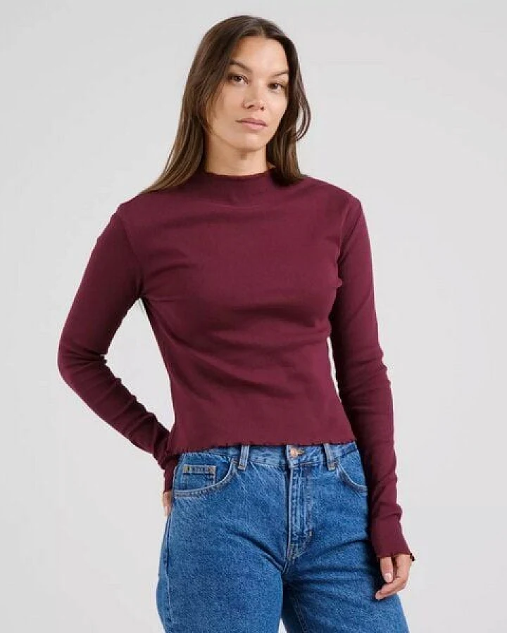 DEDICATED Langarmshirt Ryd Rib - Fig Red