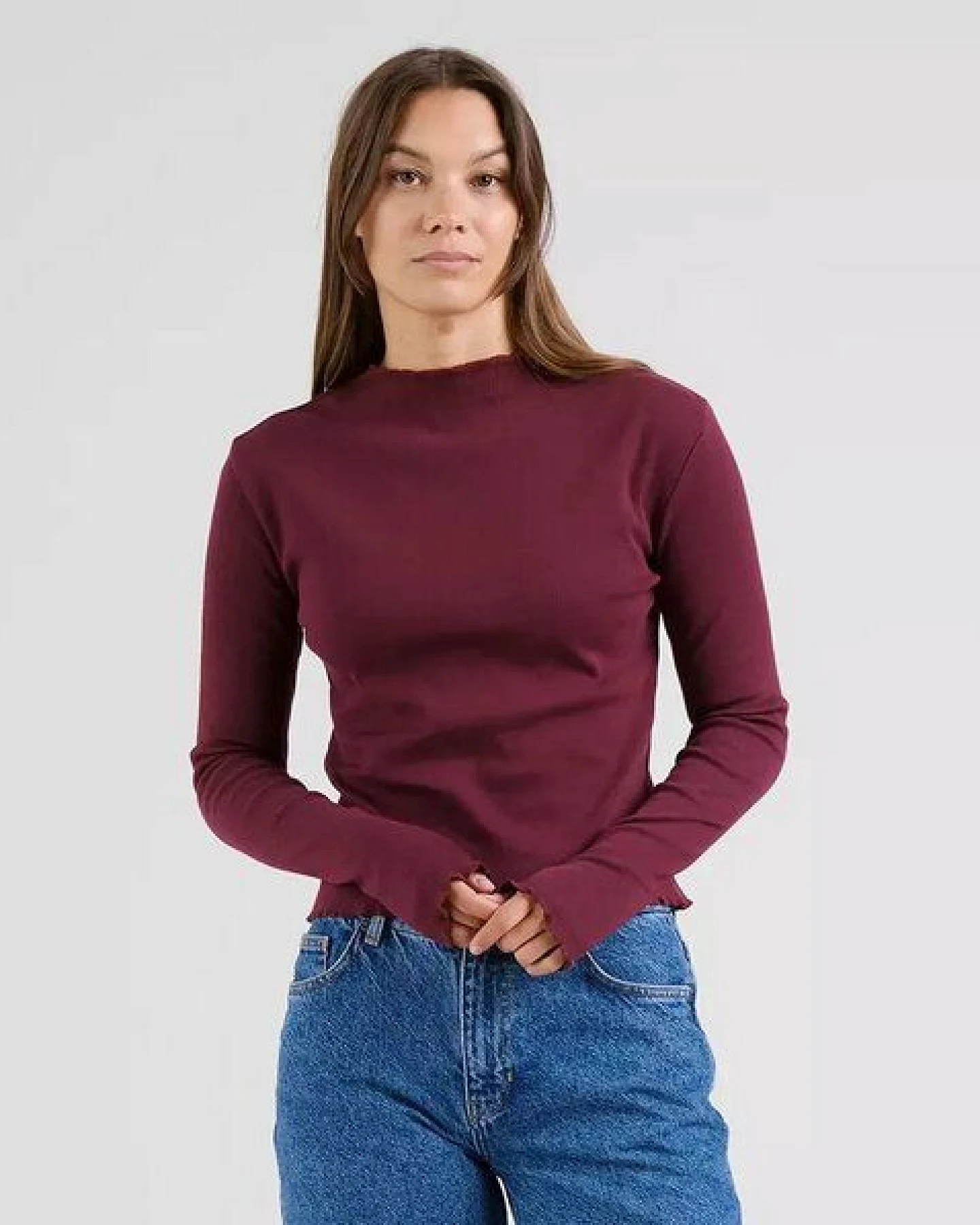 DEDICATED Langarmshirt Ryd Rib - Fig Red – Ansicht 2