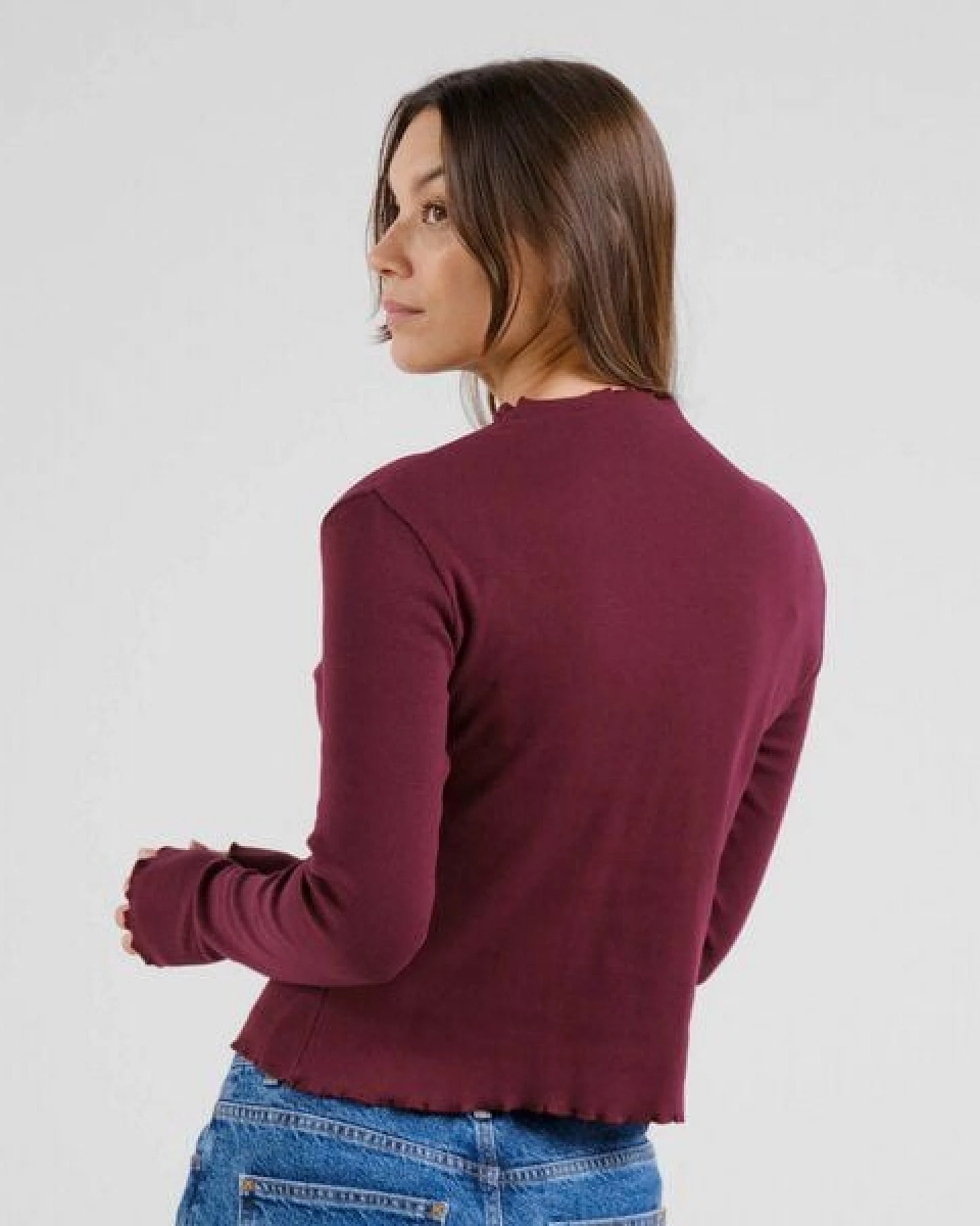 DEDICATED Langarmshirt Ryd Rib - Fig Red – Ansicht 3