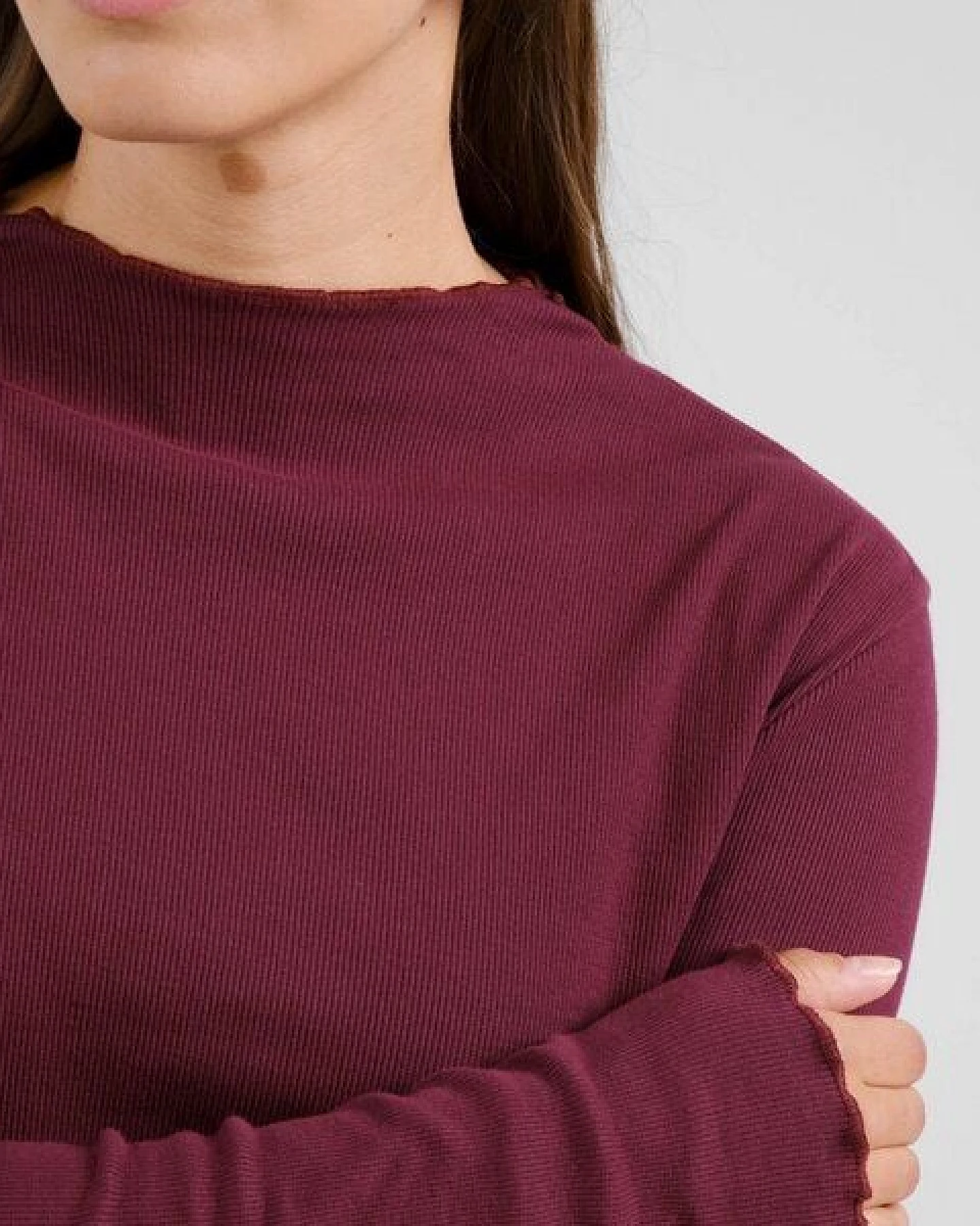 DEDICATED Langarmshirt Ryd Rib - Fig Red – Ansicht 4