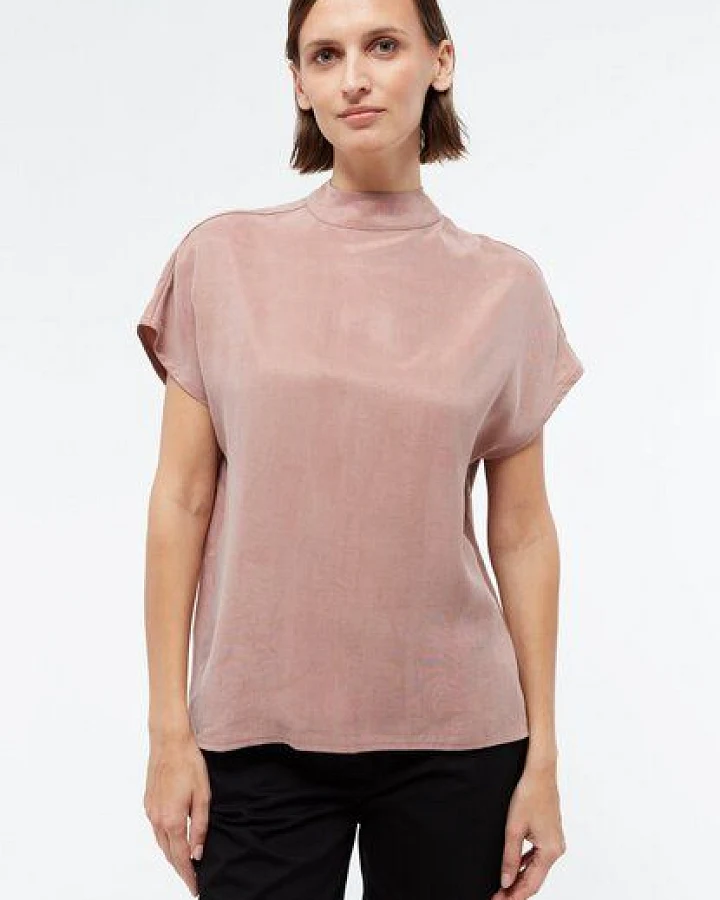Givn Berlin Kurzarmbluse GBLETIZIA mit Stehkragen aus TENCEL mit Peach-Effekt