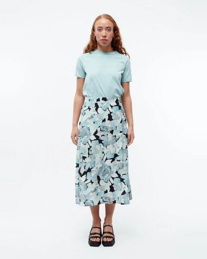 Givn Berlin Midi-Rock GBVANA aus TENCEL - Gentle Blue (Dreamy Florals)