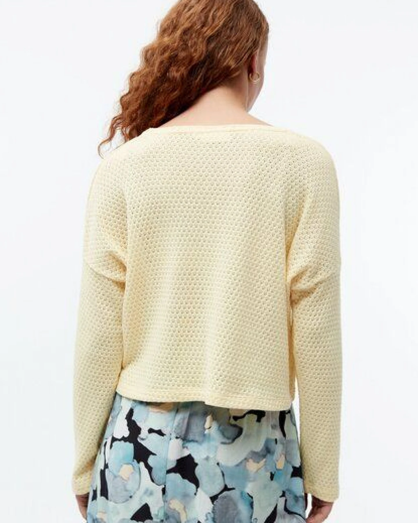 Givn Berlin Strickpullover GBLILLE cropped aus Bio-Baumwolle im Jacquard Muster - Creamy Yellow (Jacquard) – Ansicht 3