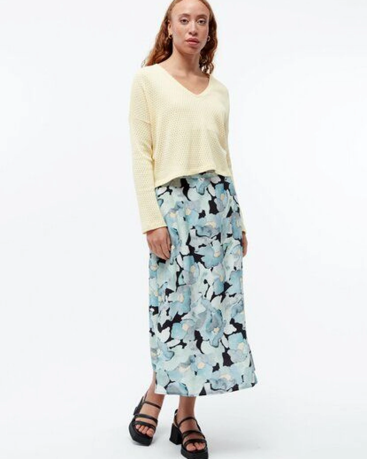 Givn Berlin Strickpullover GBLILLE cropped aus Bio-Baumwolle im Jacquard Muster - Creamy Yellow (Jacquard) – Ansicht 2