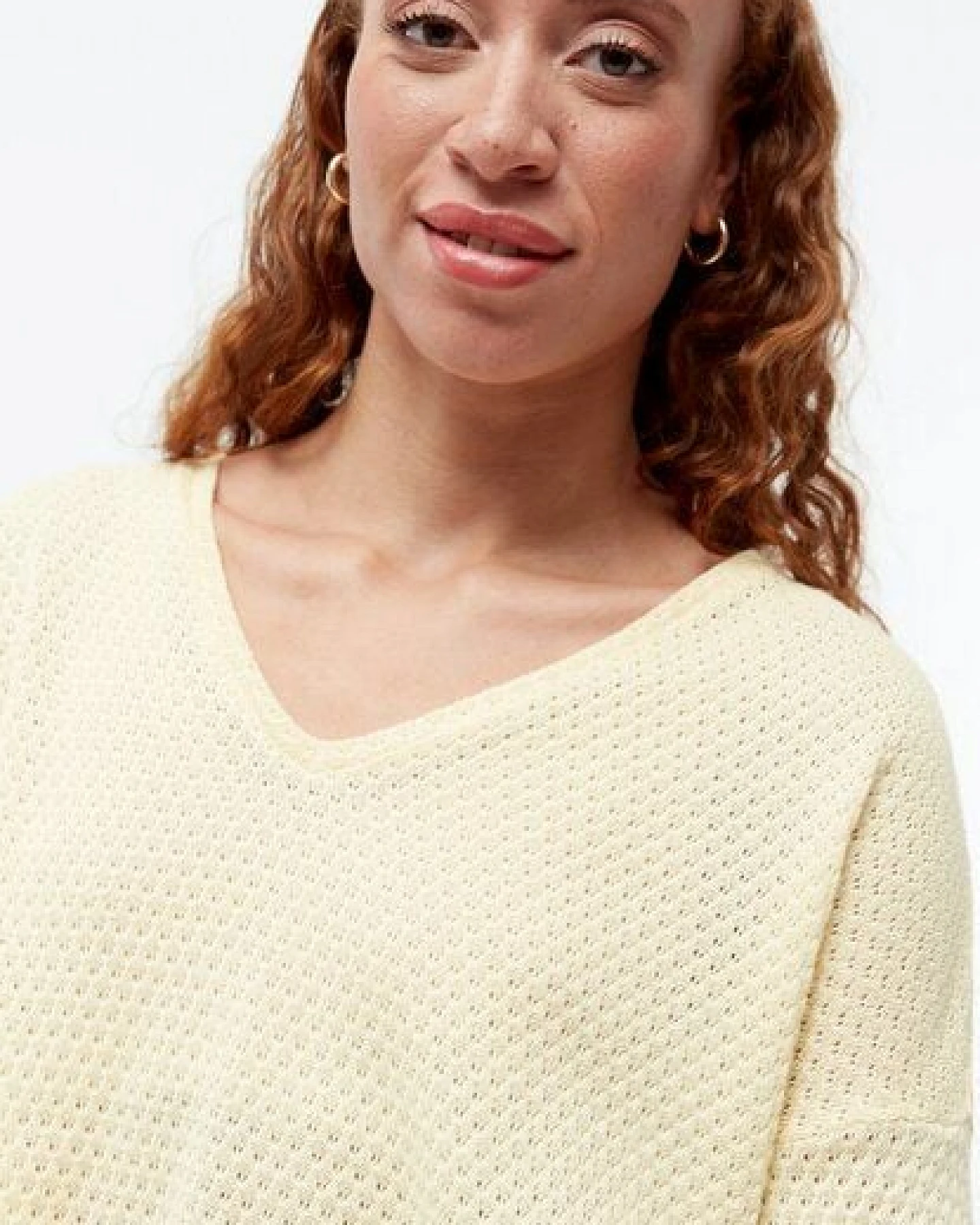 Givn Berlin Strickpullover GBLILLE cropped aus Bio-Baumwolle im Jacquard Muster - Creamy Yellow (Jacquard) – Ansicht 4