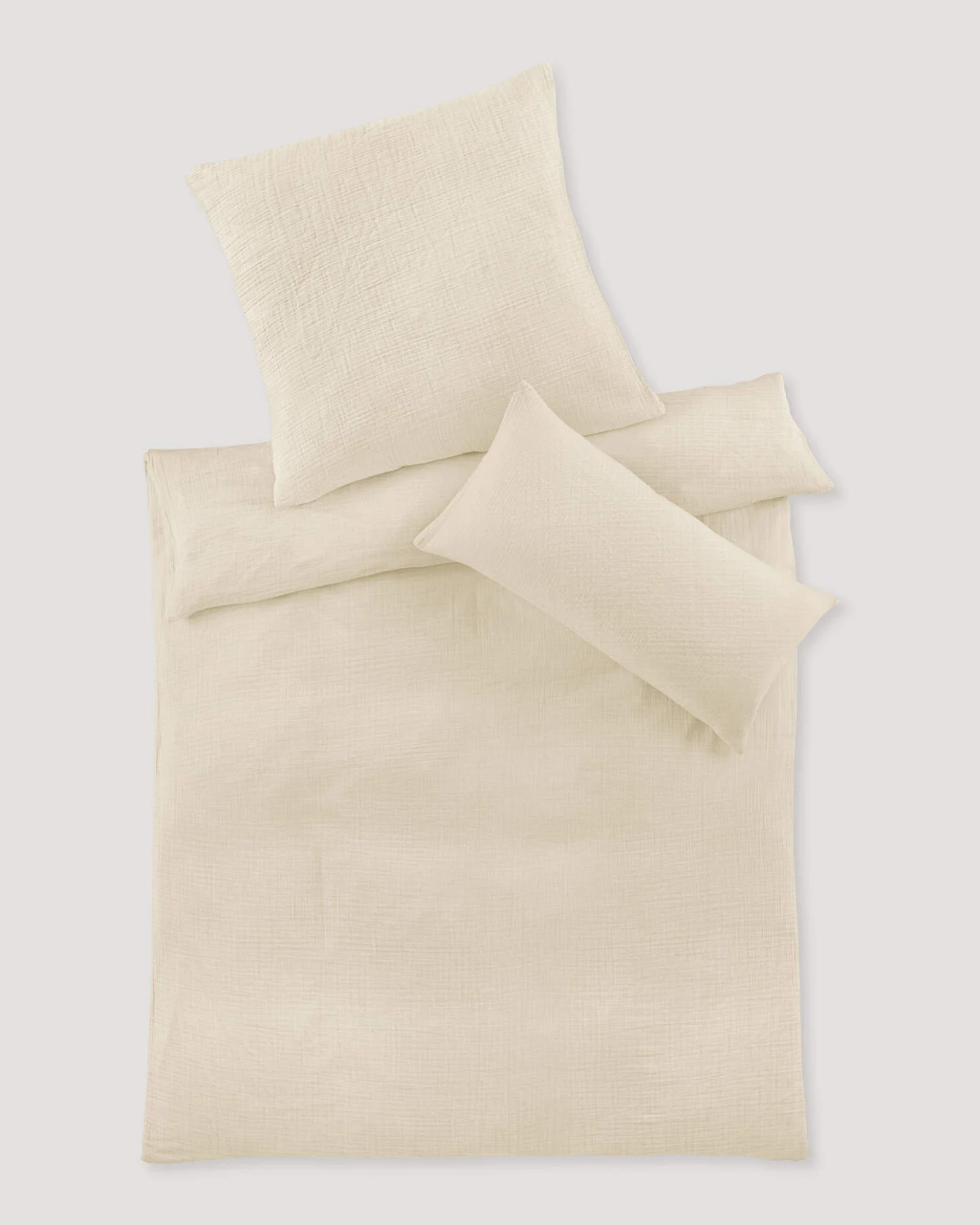 hessnatur Musselin Bettwäsche-Set aus Bio-Baumwolle - natur - Größe 155x220 / 40x80 cm – Ansicht 3