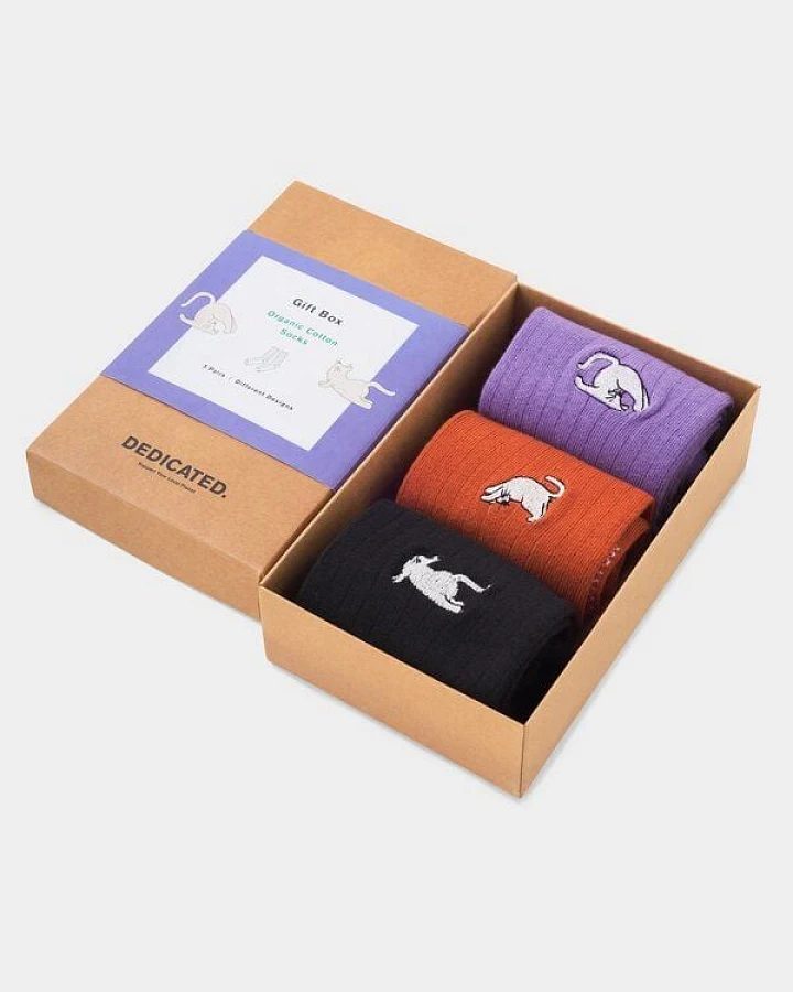 DEDICATED Box mit 3 Paar Socken - Yoga Cats