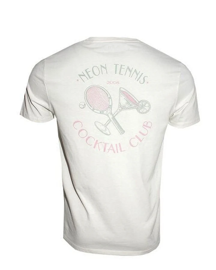 FÄDD Herren T-Shirt Rundhals aus Bio-Baumwolle Neon Tennis Club Creme Weiß