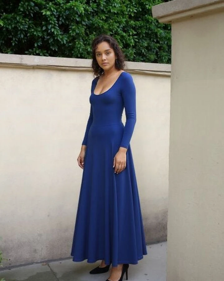 Ingoria AMELIA zeitloses Maxi-Wendekleid mit Taillenschnürung 3/4 Arm