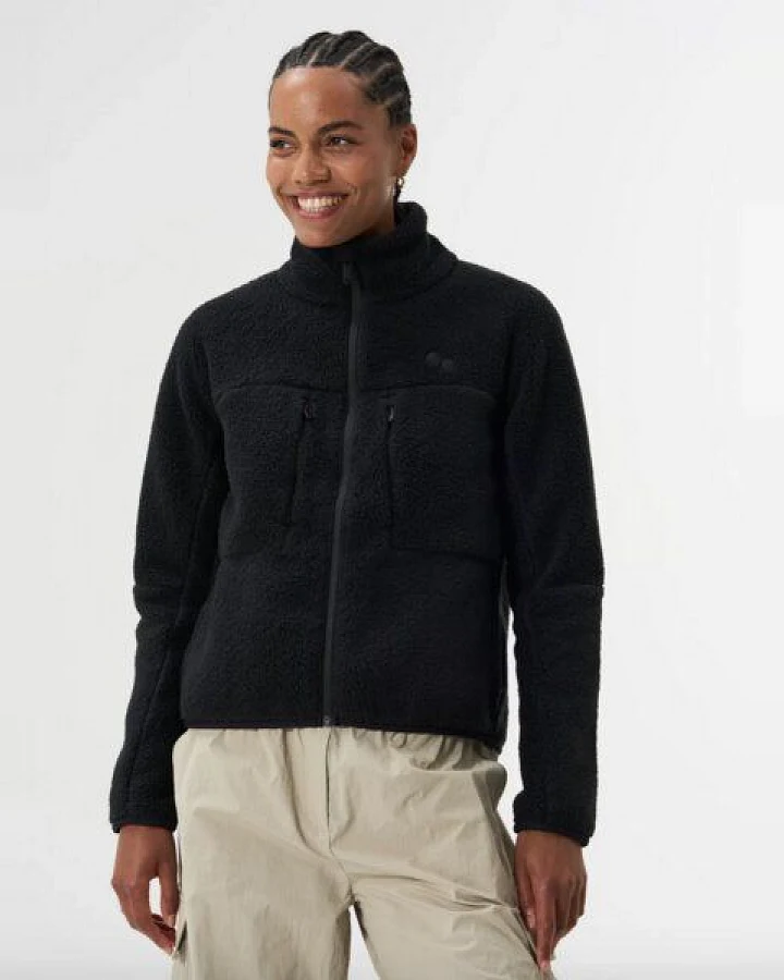 pinqponq Fleece Jacket - Eternal Olive - Peat black (Female)