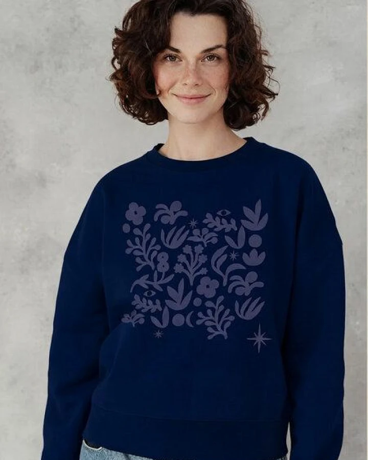 Kultgut Artdesign Boxy-Style Sweatpullover/ Flowers by Night