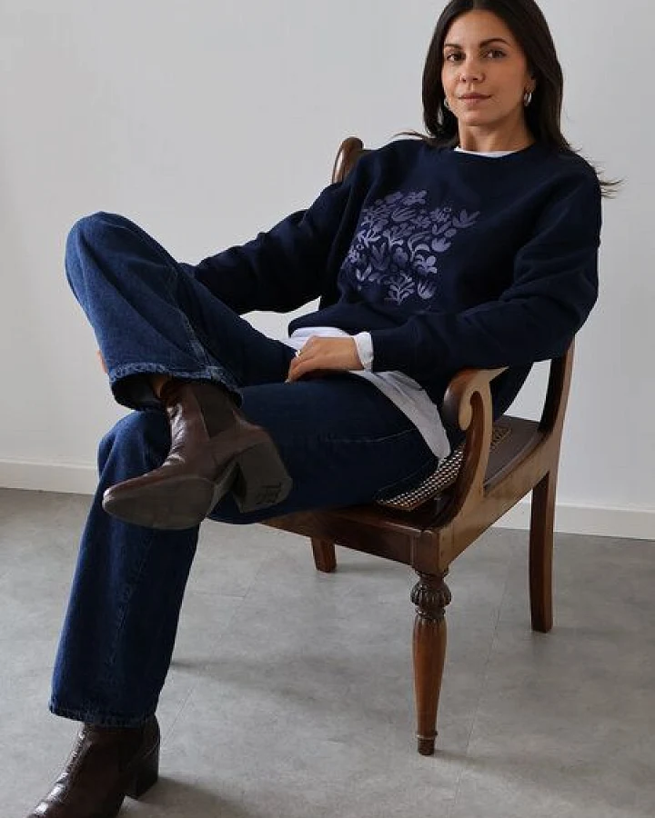 Kultgut Artdesign Boxy-Style Sweatpullover/ Flowers by Night
