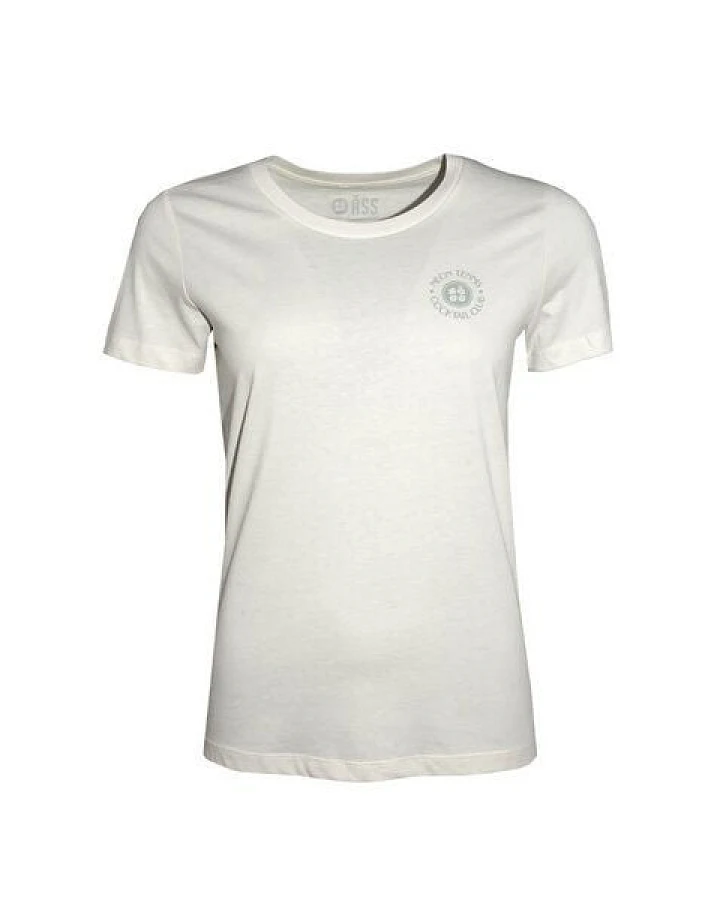 FÄDD Damen T-Shirt Rundhals aus Bio-Baumwolle "Neon Tennis Club" Creme Weiß