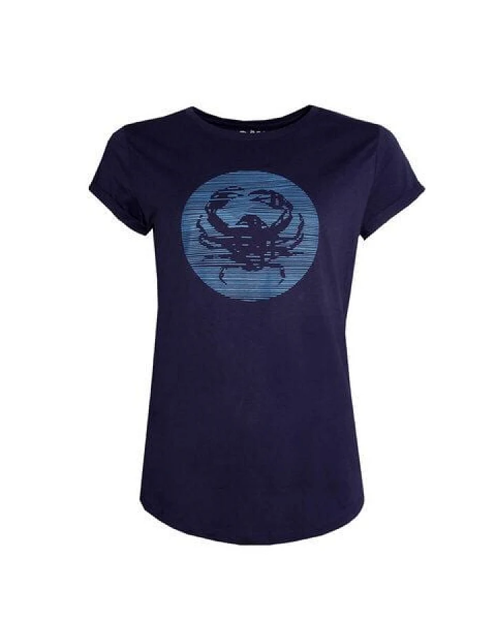 FÄDD Damen T-Shirt Rundhals aus Bio-Baumwolle "Crustacea" Navy Blau