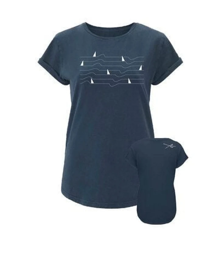 FÄDD Damen T-Shirt Rundhals aus Bio-Baumwolle "Windjammern" Blau
