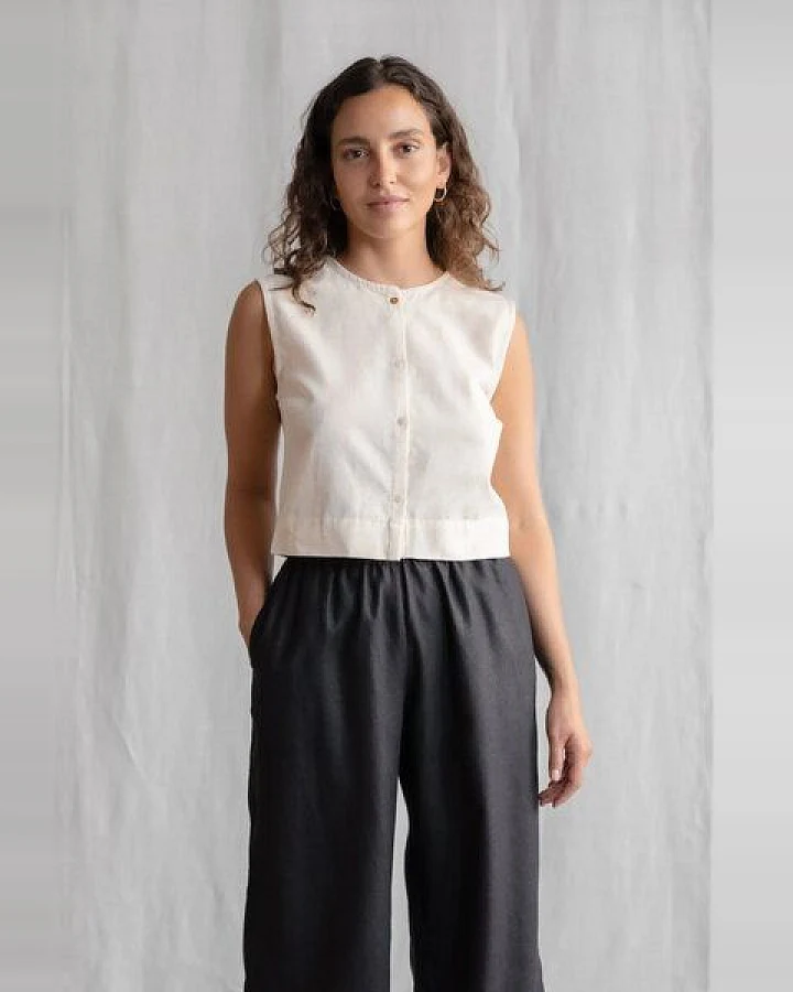 Jyoti - Fair Works Flachs/Baumwoll Top Diyan Creme