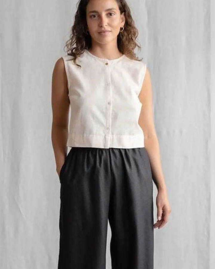 Jyoti - Fair Works Flachs/Baumwoll Top Diyan Creme