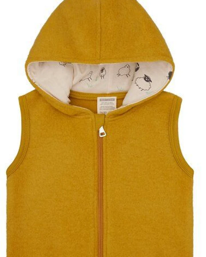 loud + proud Babys & Kinder Wollfleece-Weste mit Kapuze, GOTS-zertifiziert