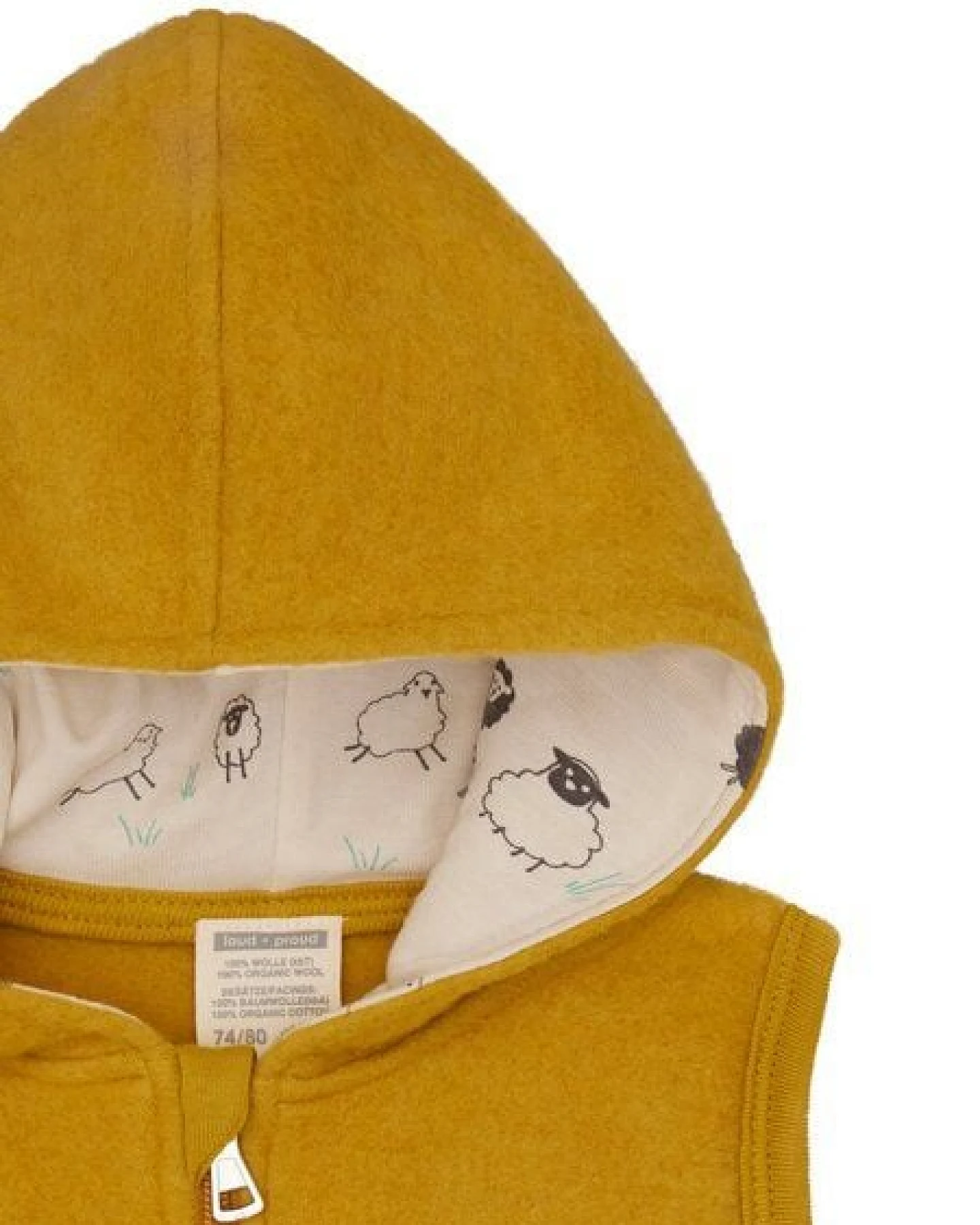 loud + proud Babys & Kinder Wollfleece-Weste mit Kapuze, GOTS-zertifiziert – Ansicht 3