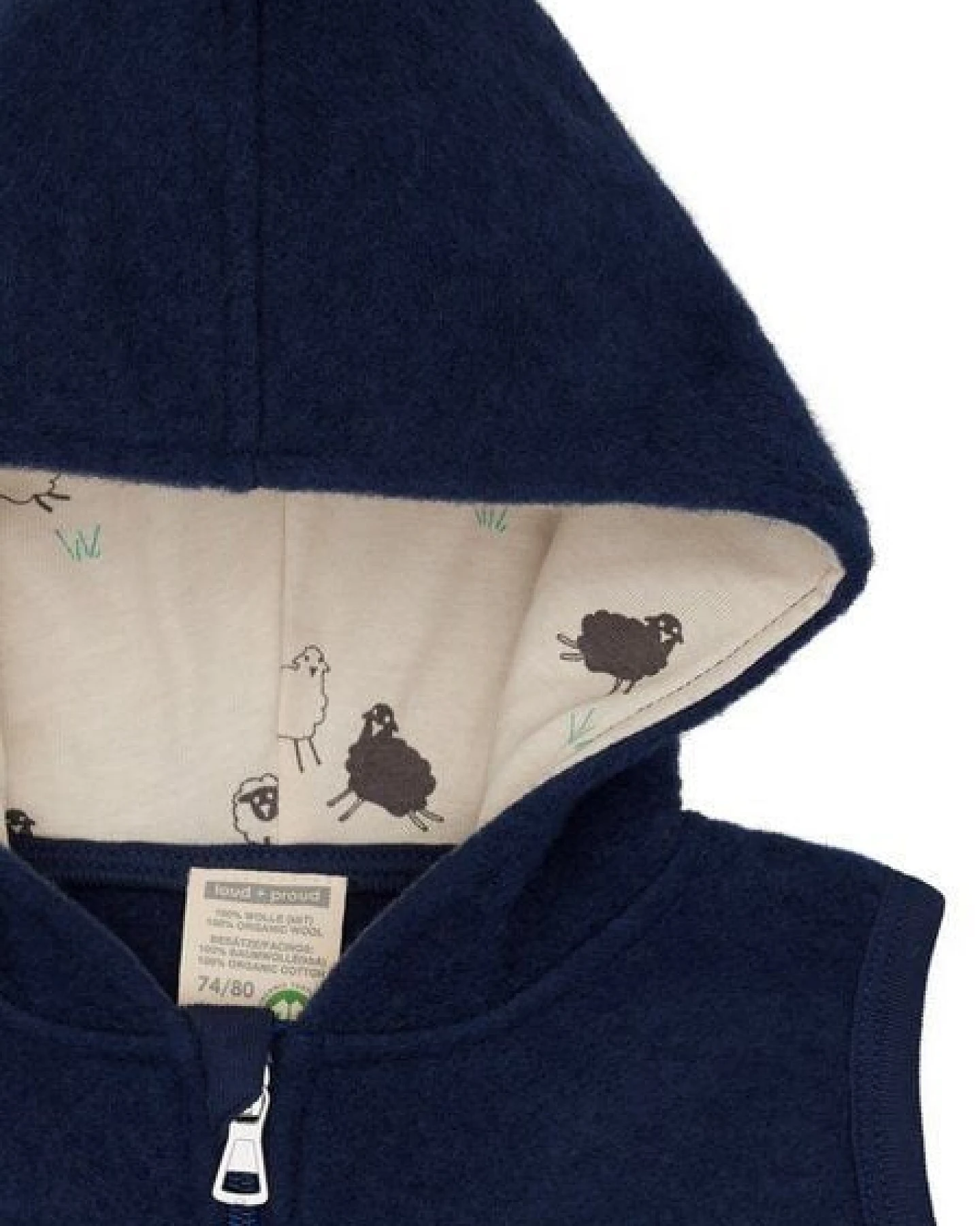 loud + proud Babys & Kinder Wollfleece-Weste mit Kapuze, GOTS-zertifiziert – Ansicht 3