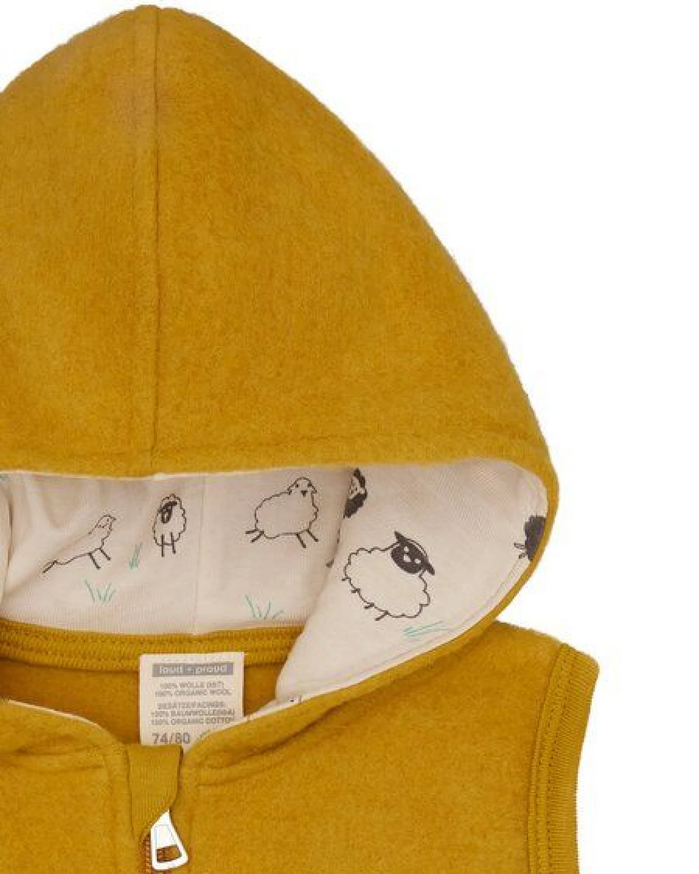 loud + proud Babys & Kinder Wollfleece-Weste mit Kapuze, GOTS-zertifiziert – Ansicht 3