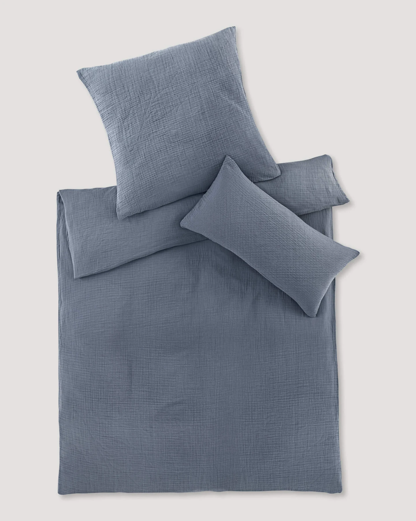 hessnatur Musselin Bettwäsche-Set aus Bio-Baumwolle - blau - Größe 135x200 / 40x80 cm – Ansicht 2