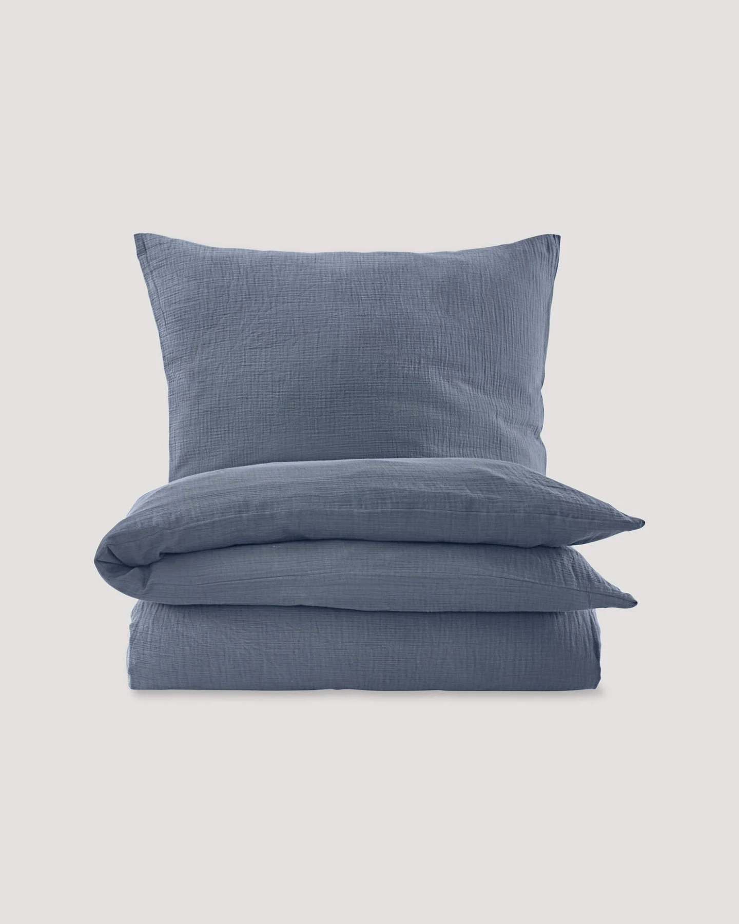 hessnatur Musselin Bettwäsche-Set aus Bio-Baumwolle - blau - Größe 135x200 / 40x80 cm – Ansicht 3