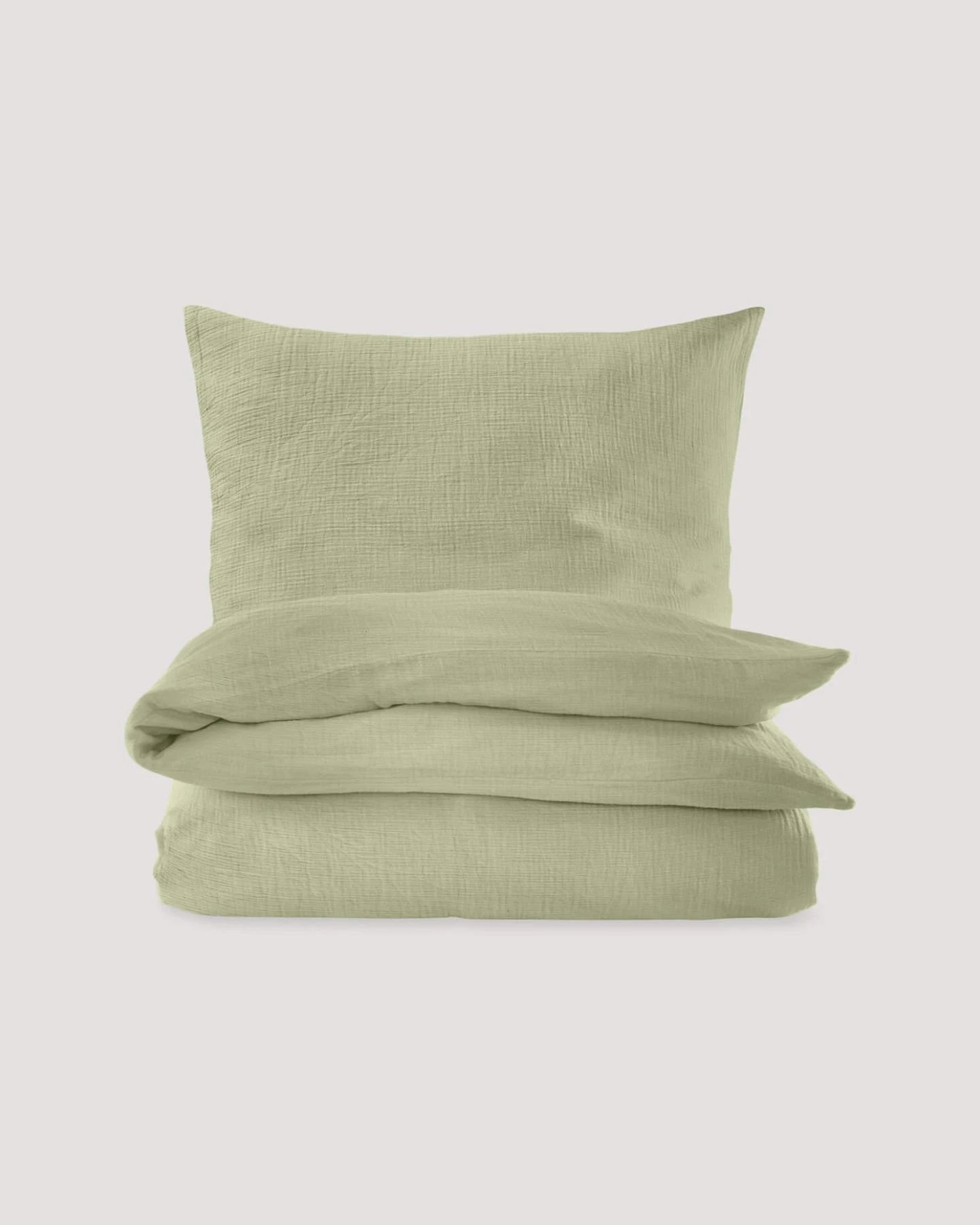 hessnatur Musselin Bettwäsche-Set aus Bio-Baumwolle - grün - Größe 200x200 / 2x80x80 cm – Ansicht 3