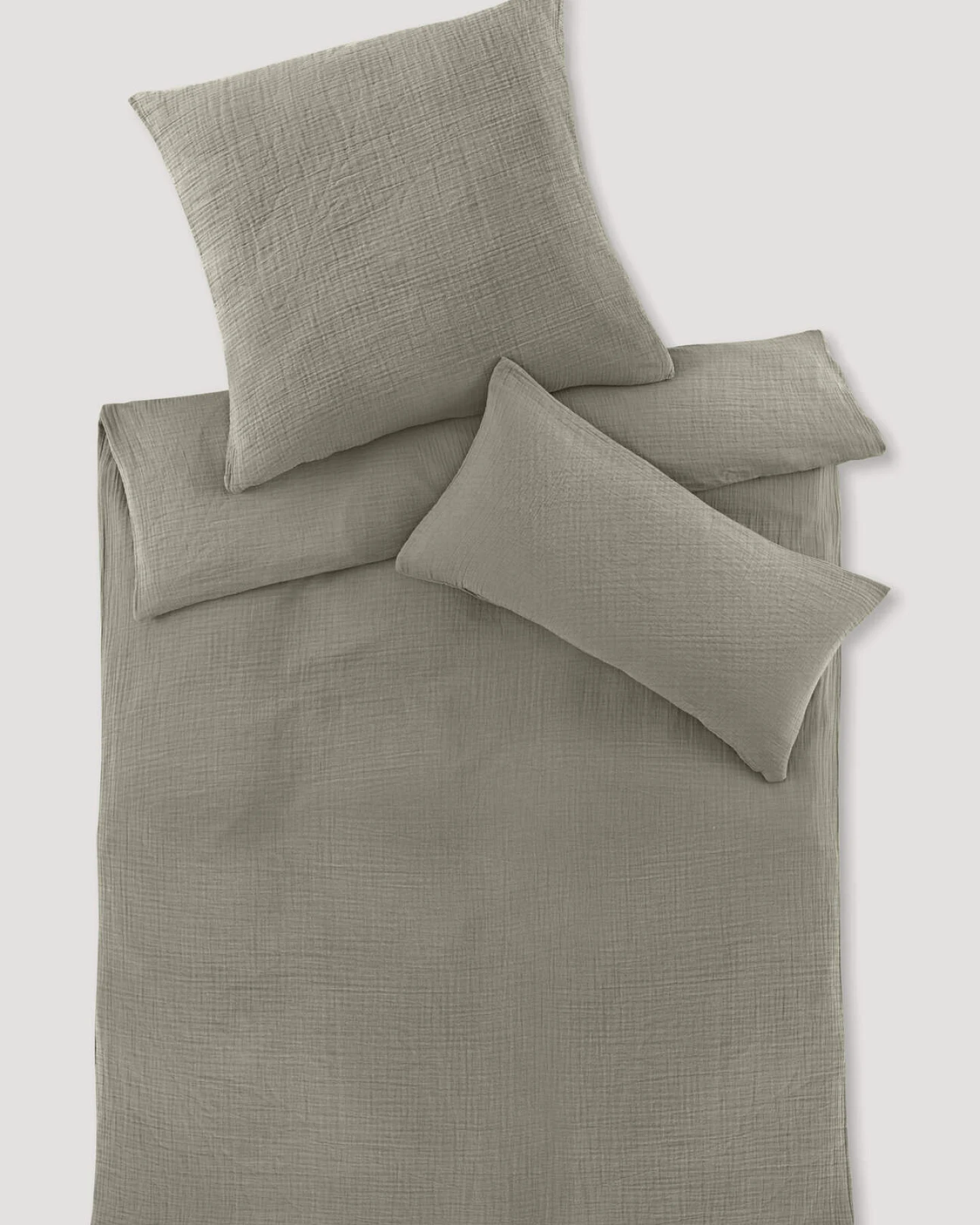 hessnatur Musselin Bettwäsche-Set aus Bio-Baumwolle - grün - Größe 135x200 / 40x80 cm – Ansicht 3