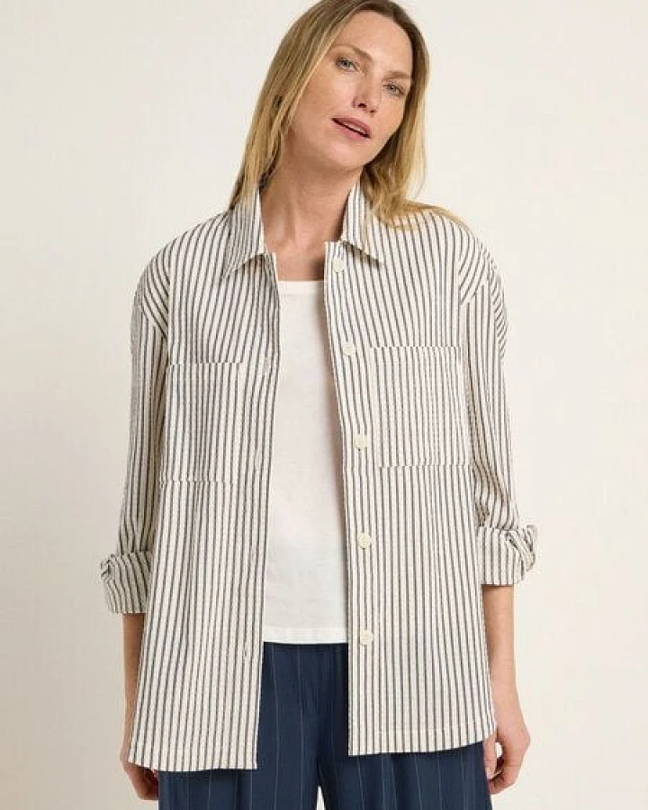Produktseite: LANIUS Streifen Blusenjacke aus Bio-Baumwolle und TENCEL Lyocell