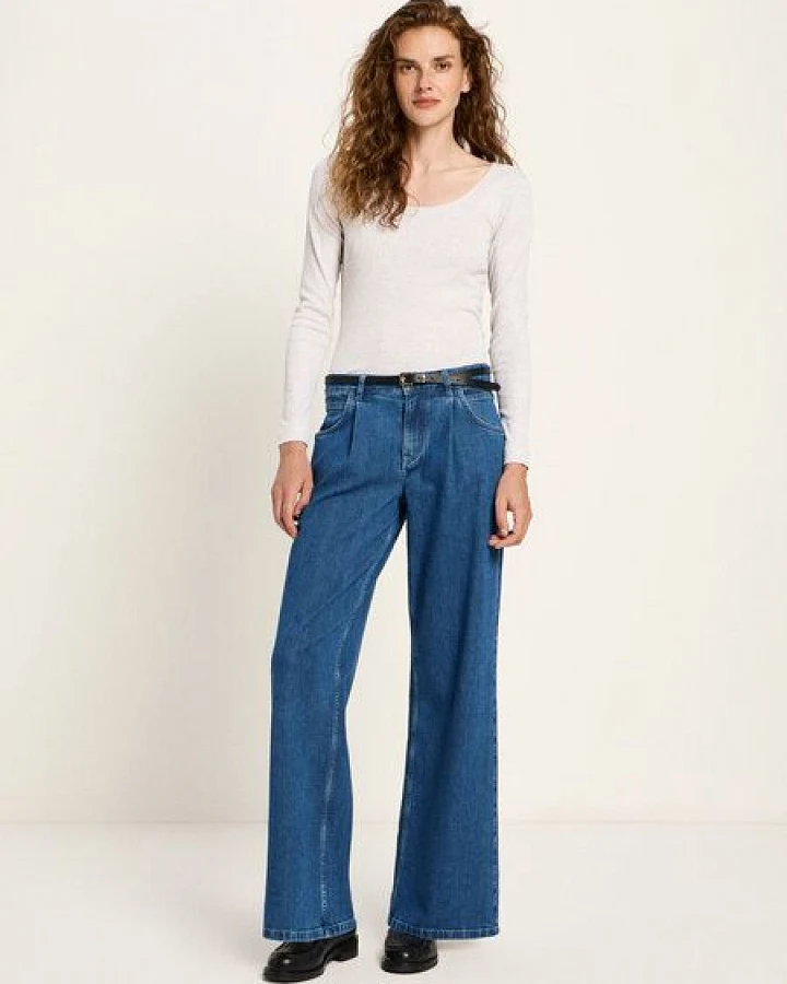 LANIUS Marlenejeans mit Bundfalte aus Bio-Baumwolle