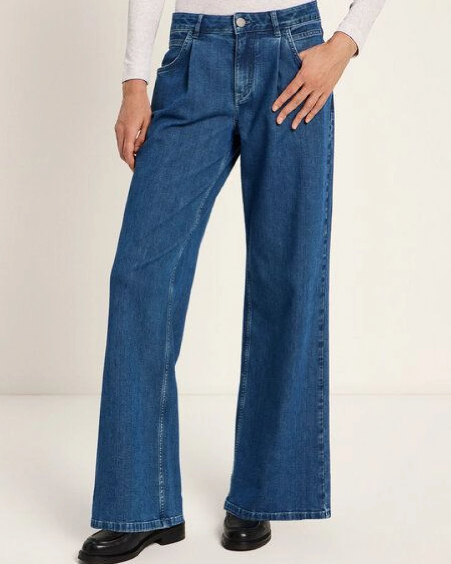 LANIUS Marlenejeans mit Bundfalte aus Bio-Baumwolle – Ansicht 2
