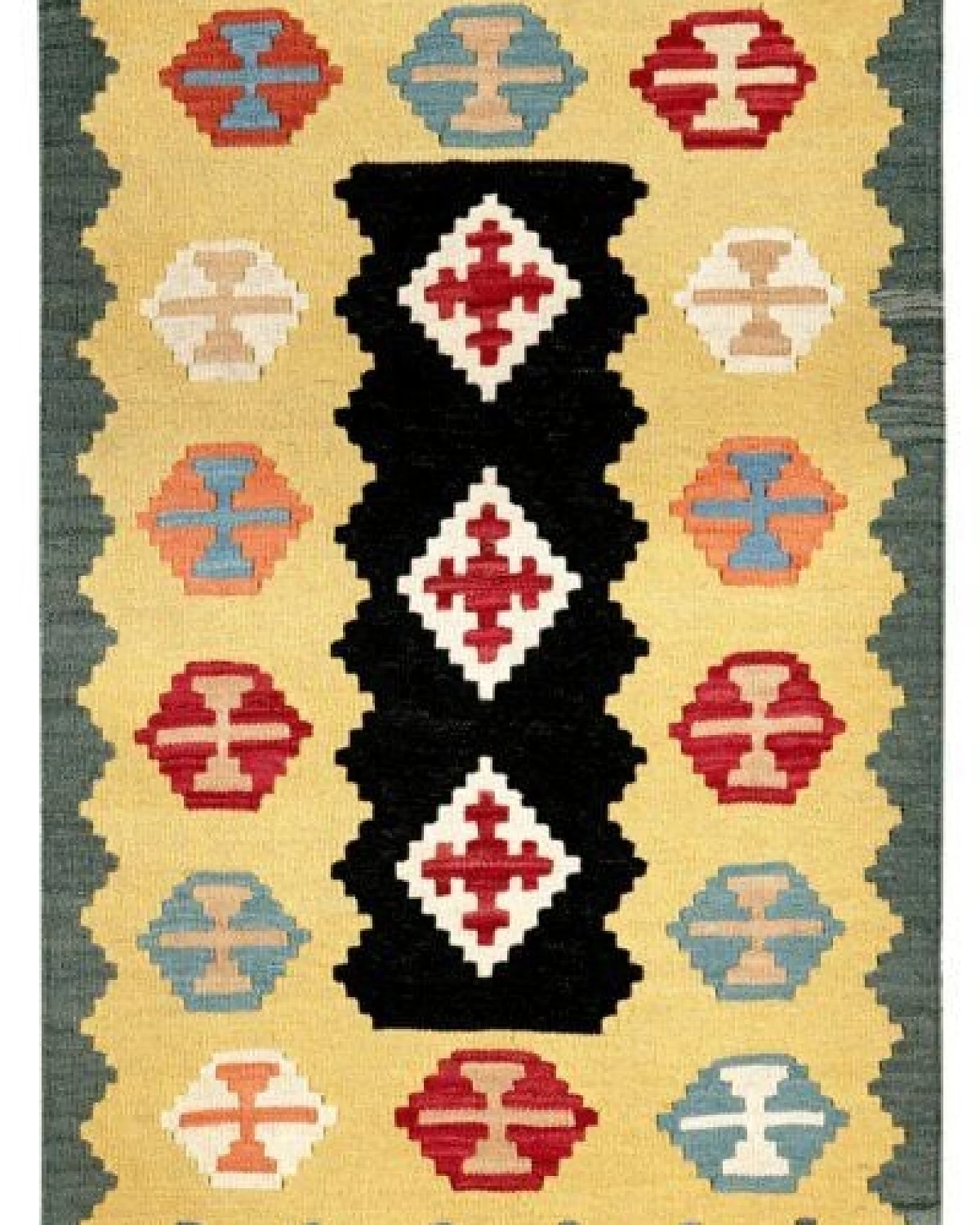 Kelim Gashgai Schwarz „Rugtales“ aus Schurwolle, 81x127 cm – Ansicht 3