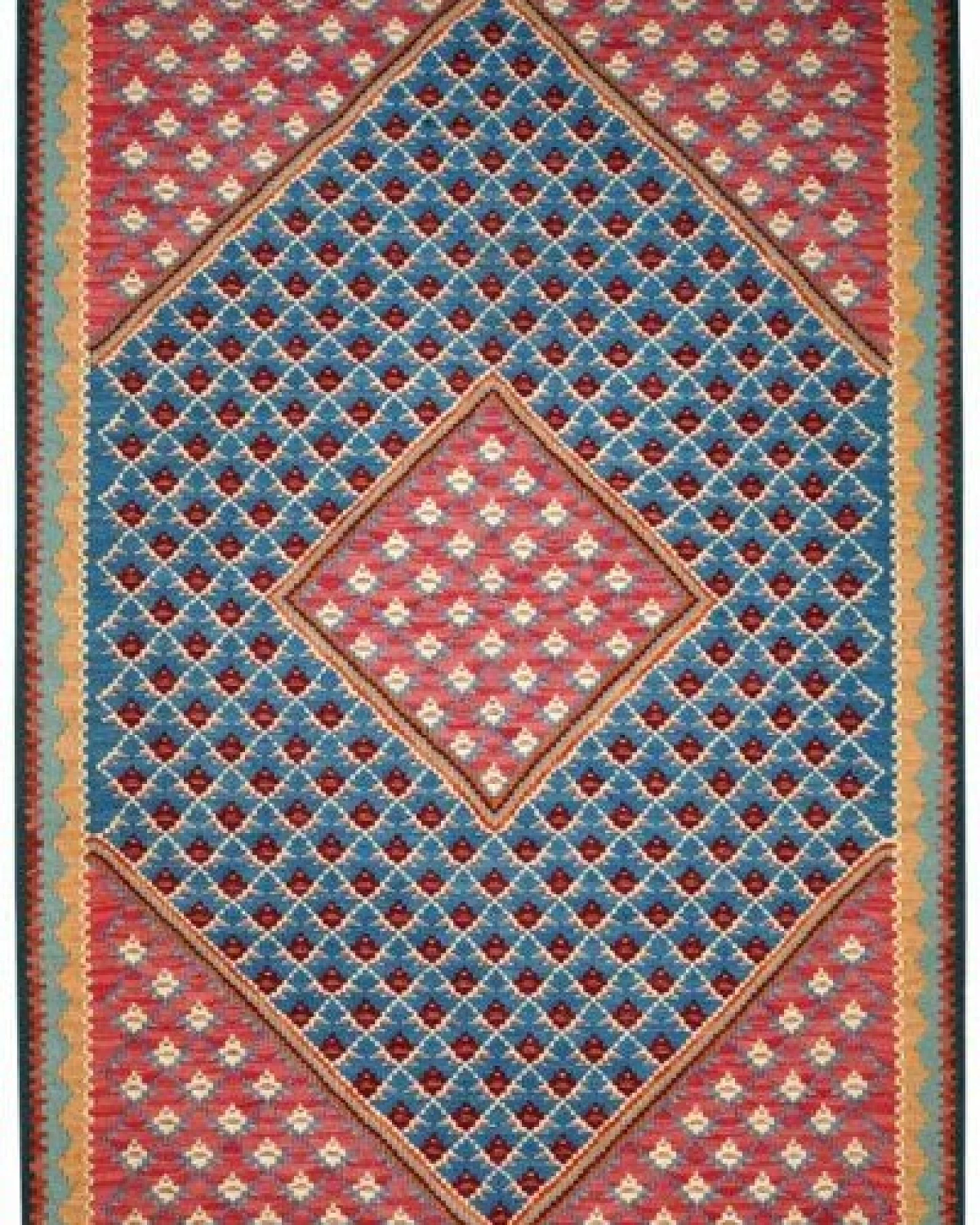 Kelim Senneh Blau „Rugtales“ aus Schurwolle, 105x150 cm – Ansicht 2