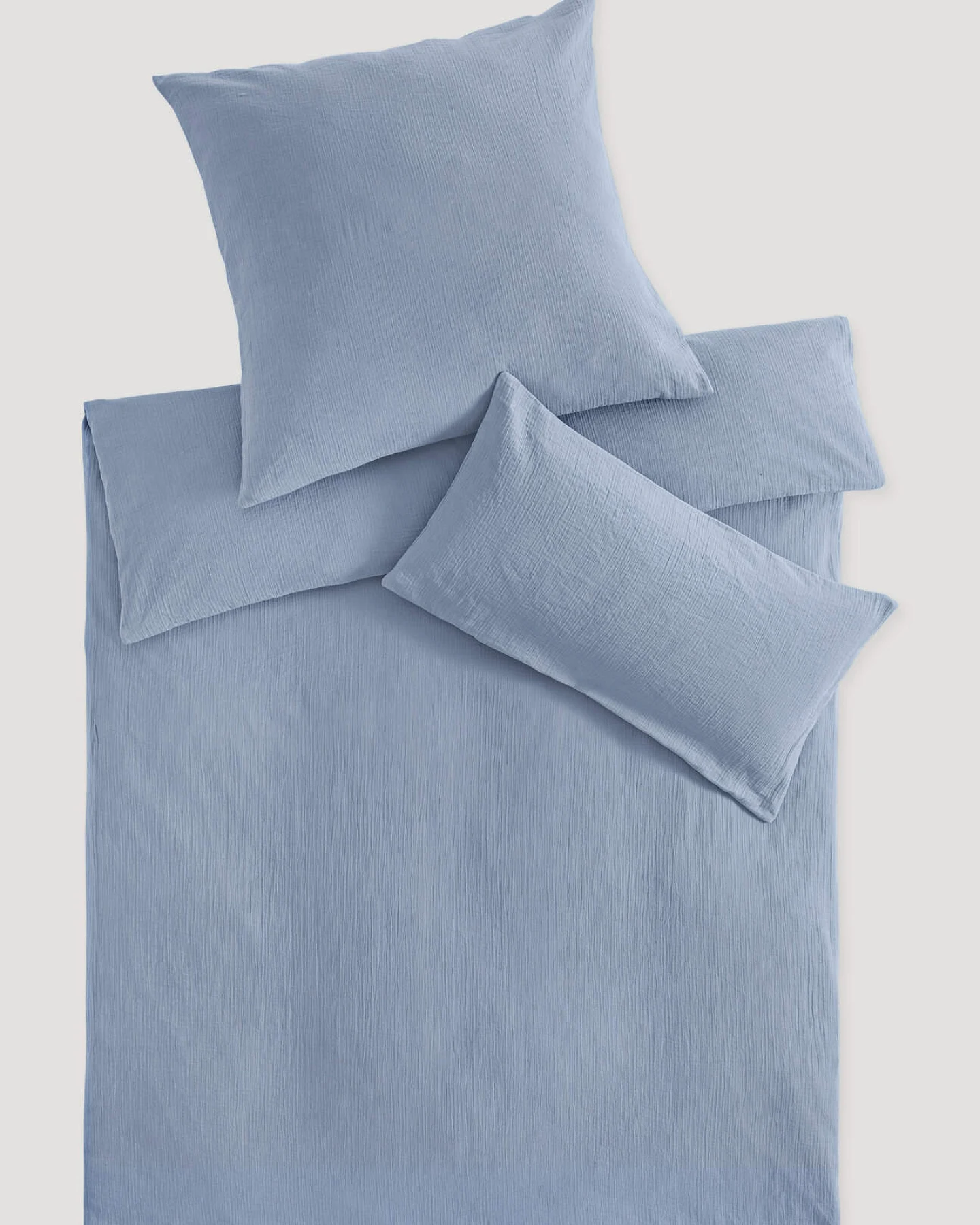 hessnatur Musselin Bettwäsche-Set aus Bio-Baumwolle - blau - Größe 135x200 / 40x80 cm – Ansicht 2