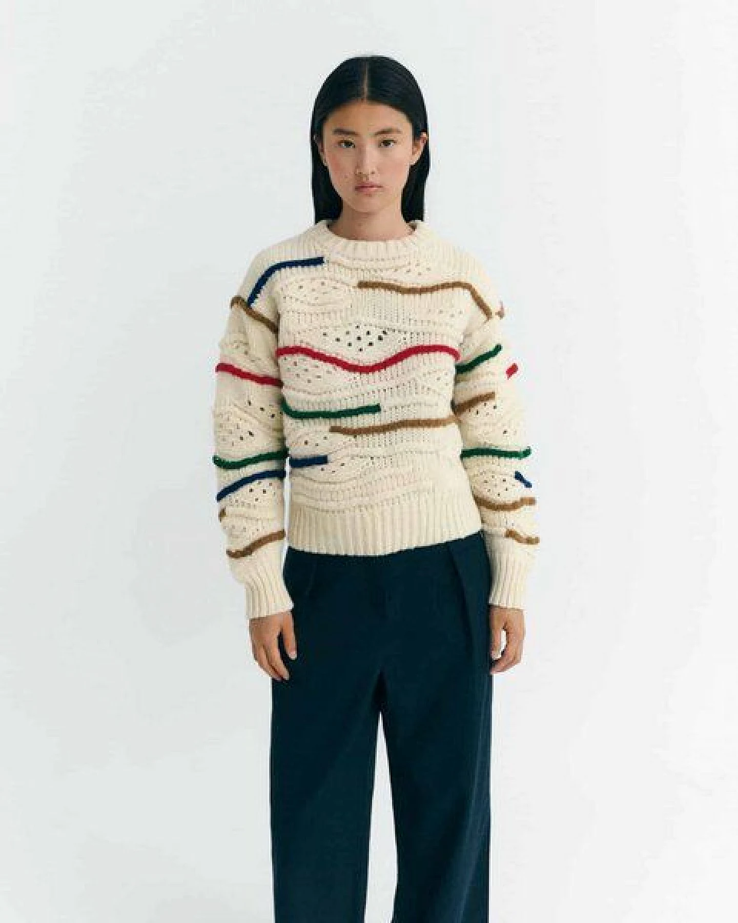 thinking mu Damen Pullover - Macrame Candela Knitted Sweater - aus Wolle – Ansicht 2