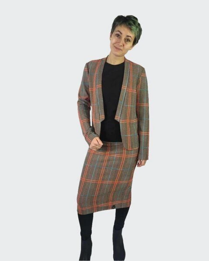 LUMEN organic Blazer KARO orange/bunt
