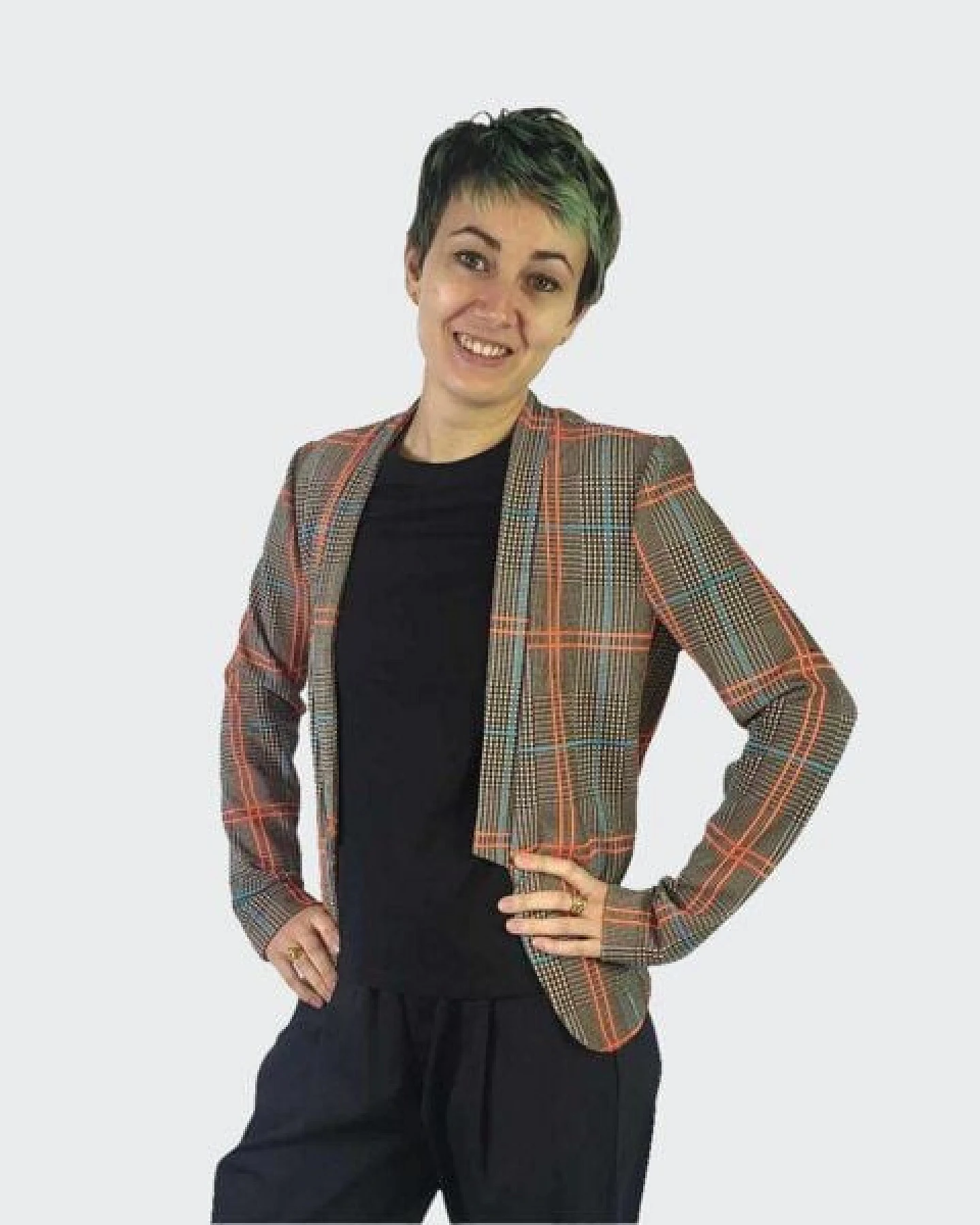 LUMEN organic Blazer KARO orange/bunt – Ansicht 2
