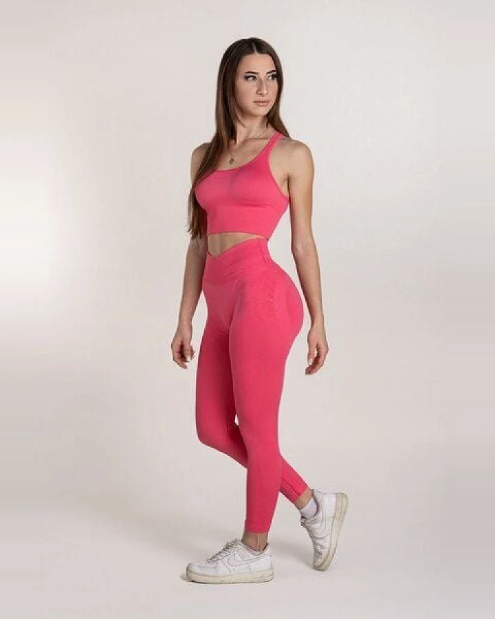 Empire Embodied Sportswear Set Bra/Bustier Sport BH mit verstellbaren Trägern, gepolstert und Compressive High-Rise Leggings Sporthose Fitnesshose, pink